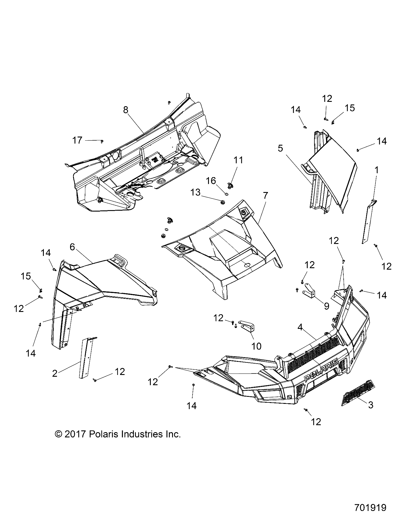 BODY, HOOD AND FRONT FACSIA - R19RVA87A1/B1/EA9/AH/B9/BH (701919)