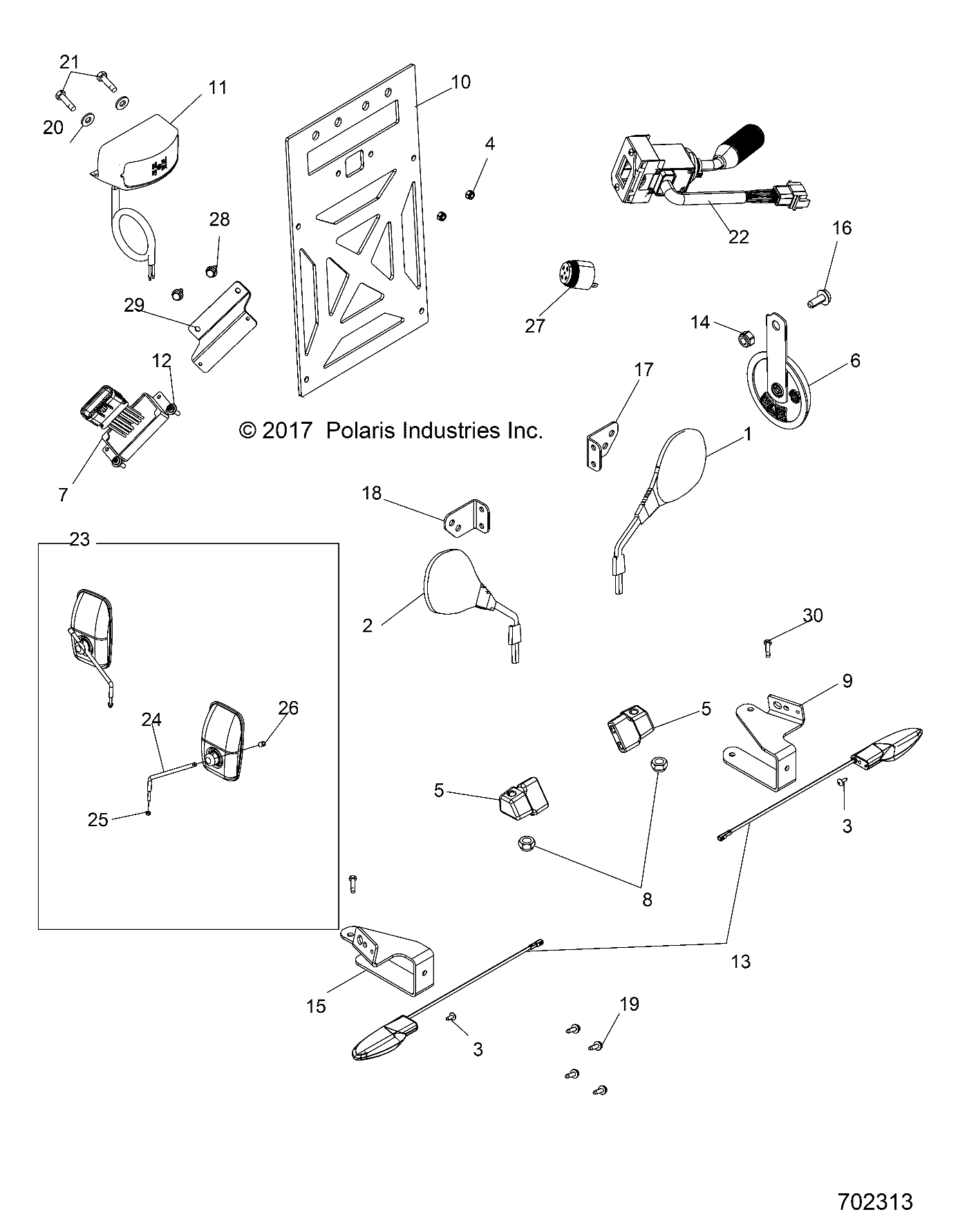 ELECTRICAL, LICENSE PLATES AND MIRRORS - R18RTED1F1/SD1C1 (702313)