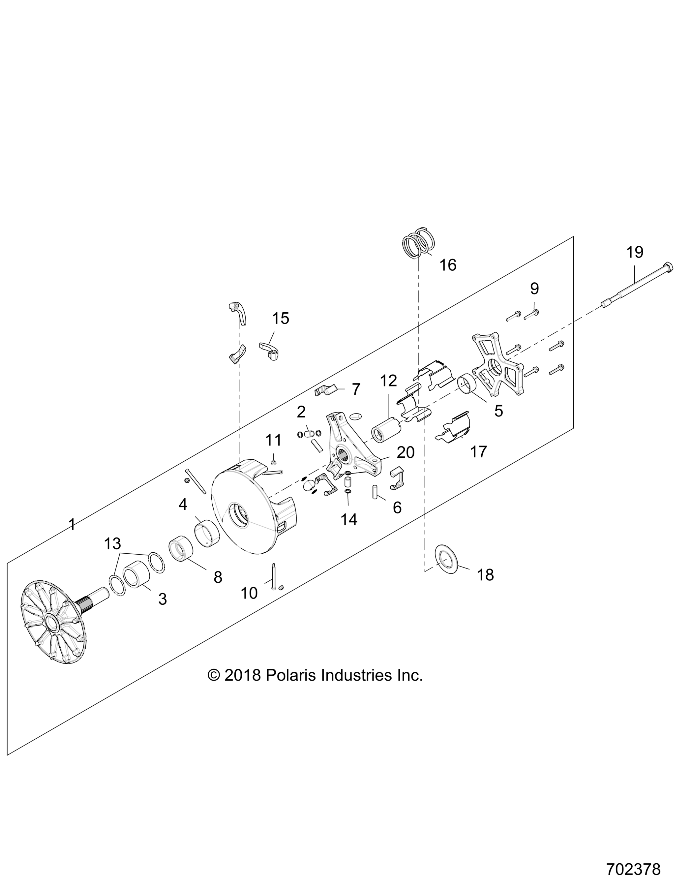 DRIVE TRAIN, PRIMARY CLUTCH - Z19VEL92AK/BK/AR/BR/LR/AM/BM (702378)