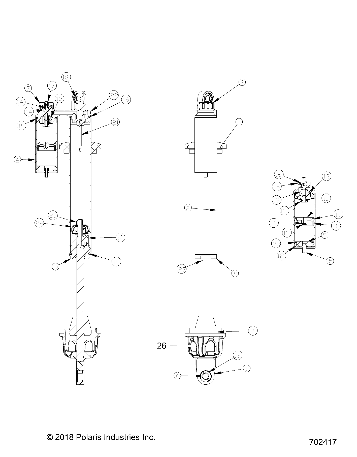 SUSPENSION, FRONT SHOCK INTERNALS - Z18VGE99AK/AW/BK/BW (702417)