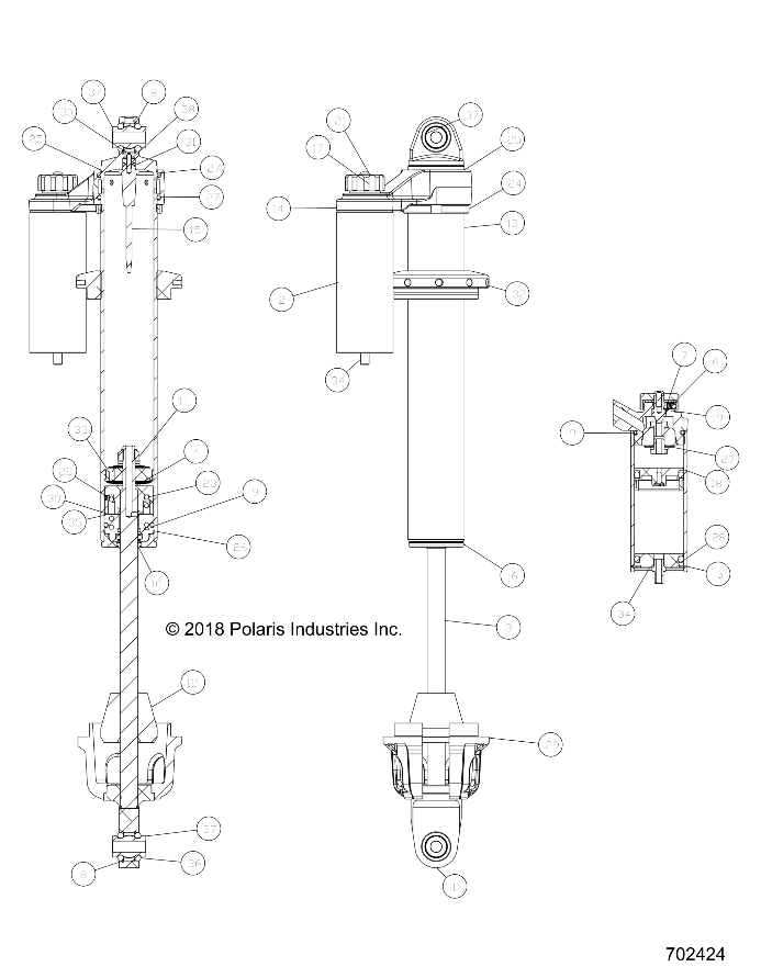 SUSPENSION, FRONT SHOCK INTERNALS - Z18VFE99AK/AJ/AW/BK/BJ/BW/LW/K99AK/BK (702424)