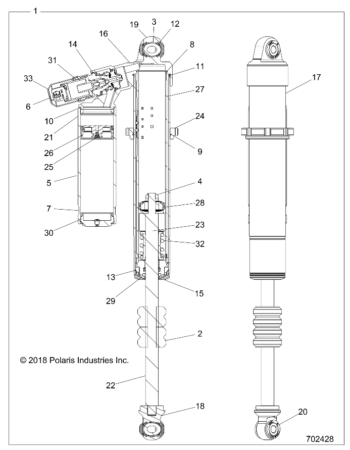 SUSPENSION, FRONT SHOCK INTERNALS - Z18VEL92BK/BR/LK (702428)