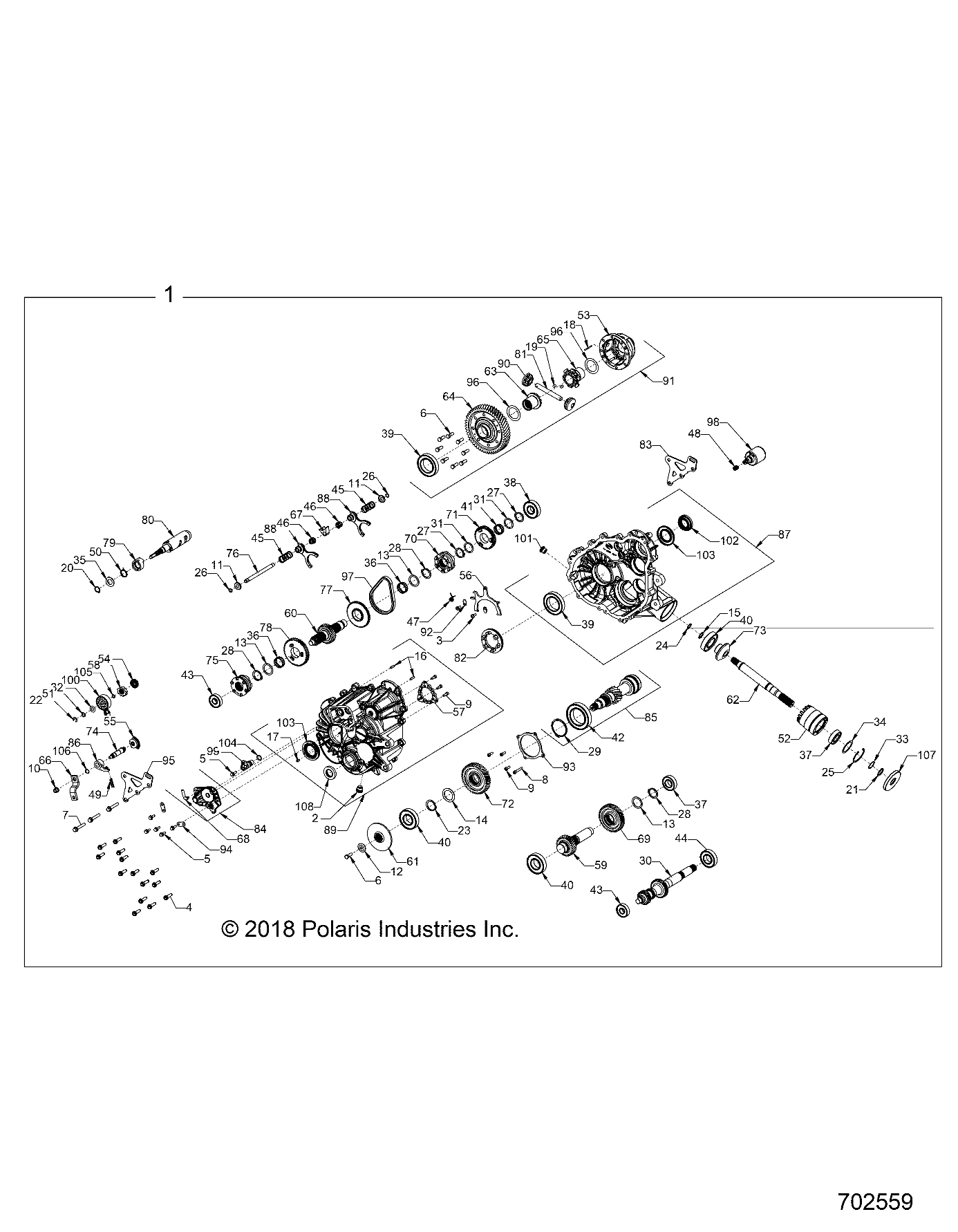 DRIVE TRAIN, MAIN GEARCASE INTERNALS - Z19VBE99F2/S99C2/CM (702559)