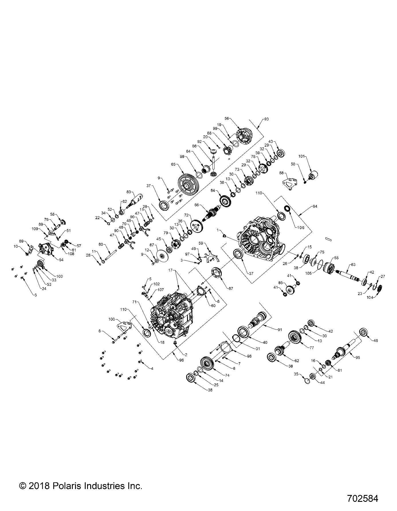 DRIVE TRAIN, MAIN GEARCASE INTERNALS (TO 9/30/2019) - R19RRED4F1/N1/J1/SD4C1 (702584)