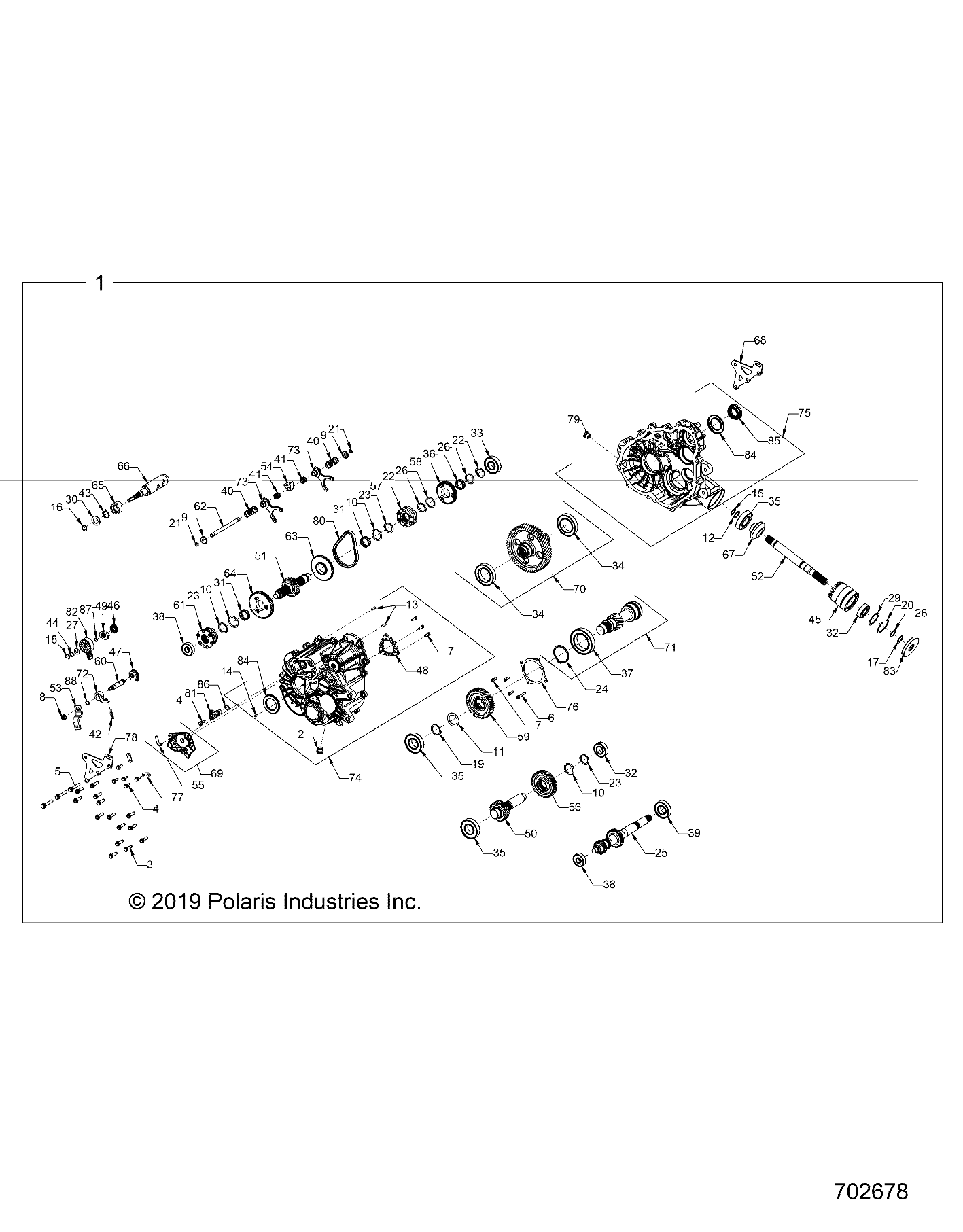 DRIVE TRAIN, MAIN GEARCASE INTERNALS - Z20ASA87B2/E87BH/BW/LW ( (702678)