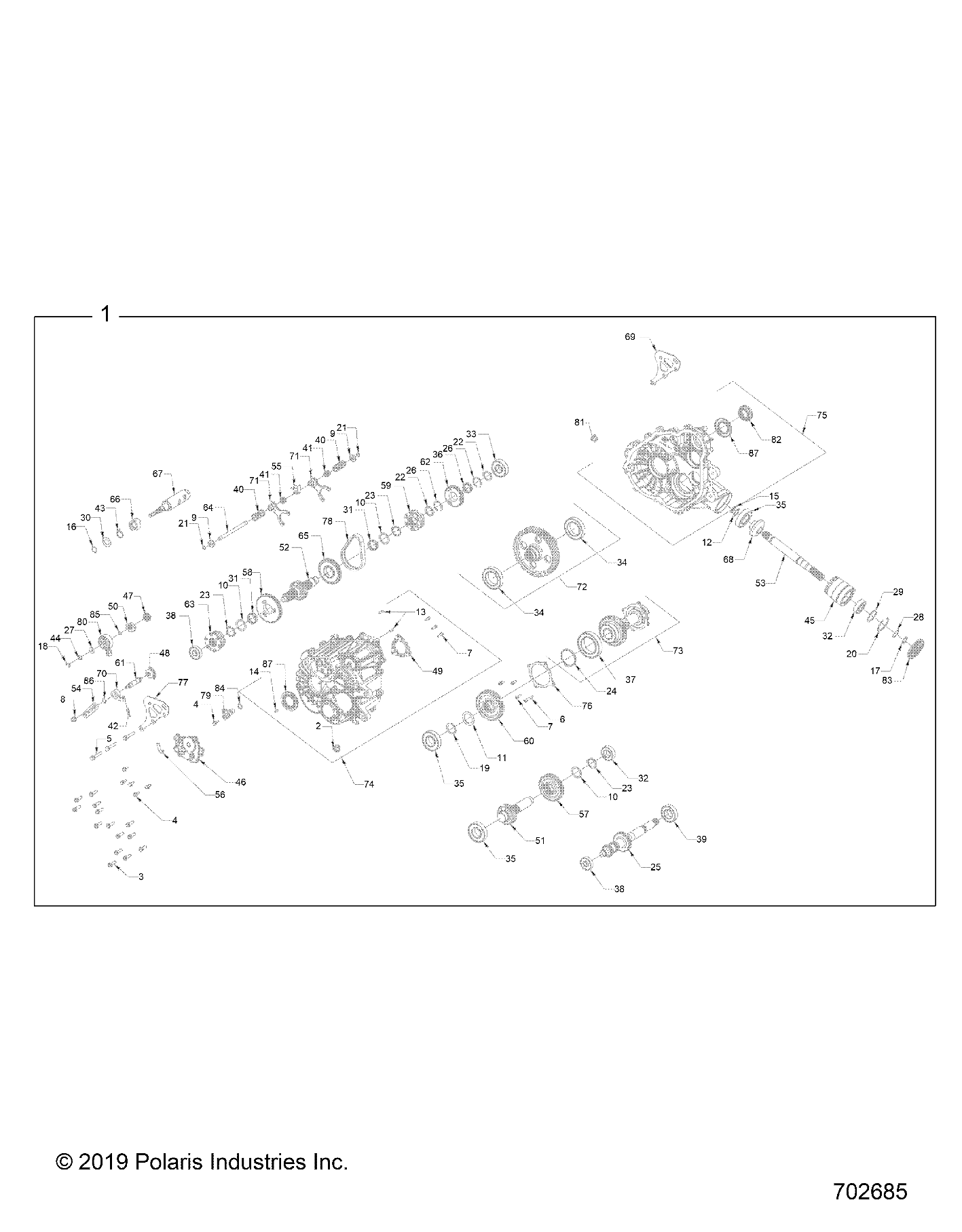 DRIVE TRAIN, MAIN GEARCASE INTERNALS H.LIFT - Z20NAM99AL/R99AZ/BZ (702685)