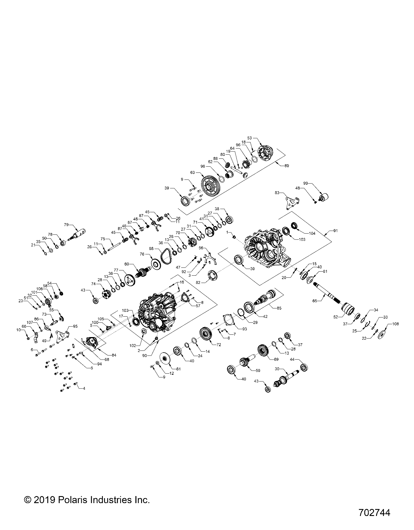 DRIVE TRAIN, MAIN GEARCASE INTERNALS - Z25ASE99F5/C5 (702744)