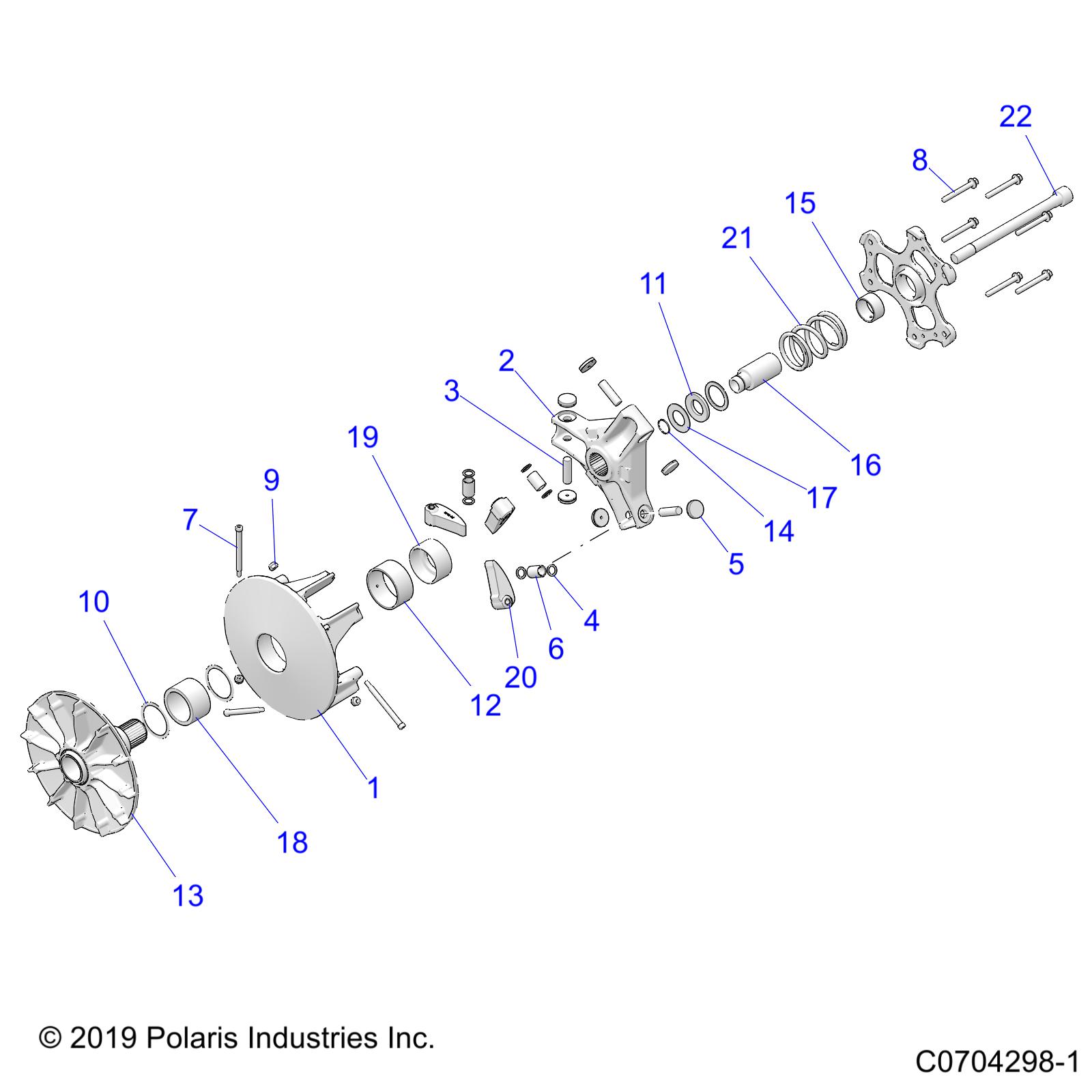 DRIVE TRAIN, PRIMARY CLUTCH - D24P2A99A4/B4/E99A4/F99A4/G99A4/U99A4/B4/V99A4/W99A4/Y99A4 (C0704298-1)