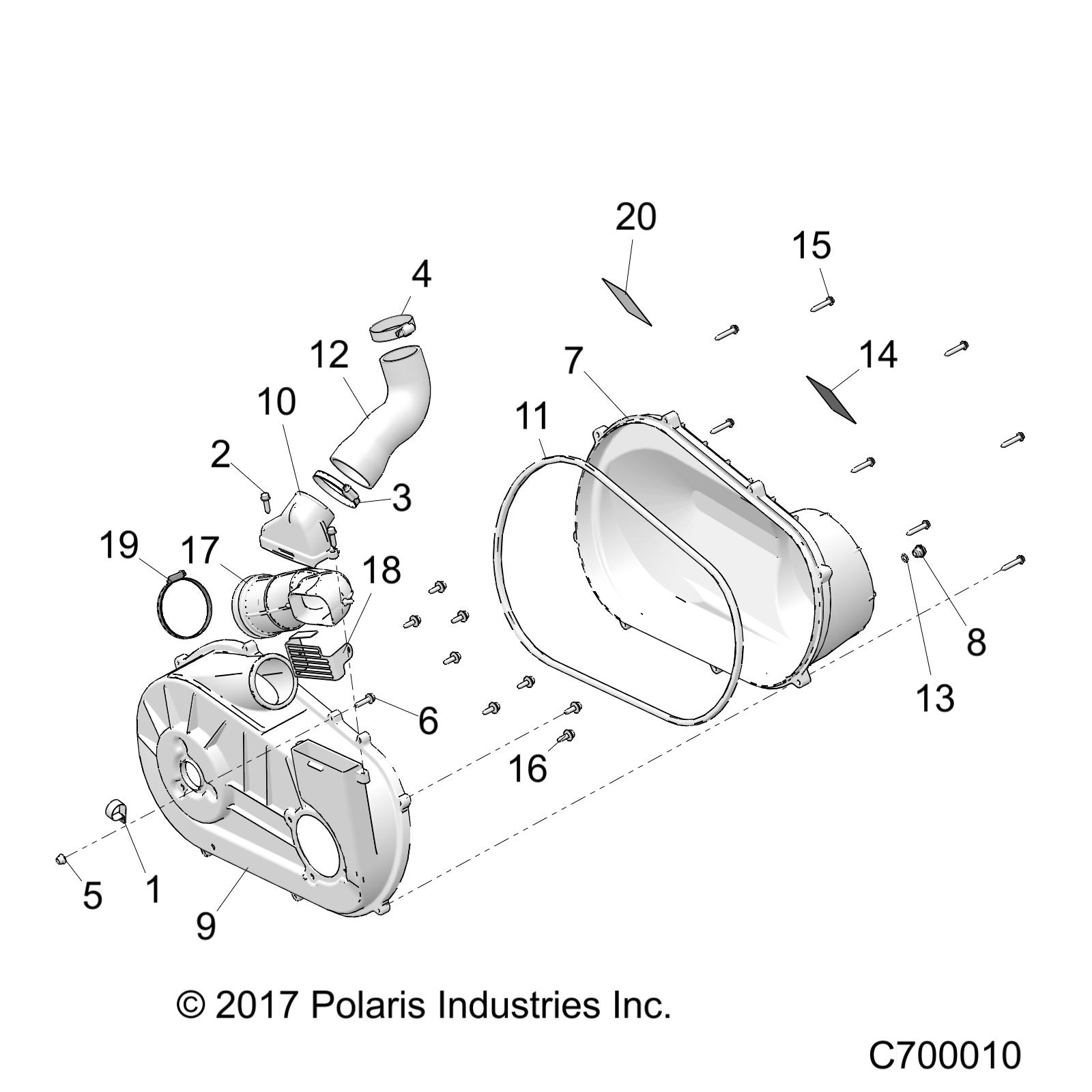 DRIVE TRAIN, CLUTCH COVER and DUCTING - R20CDA57A1/B1 (C700010)