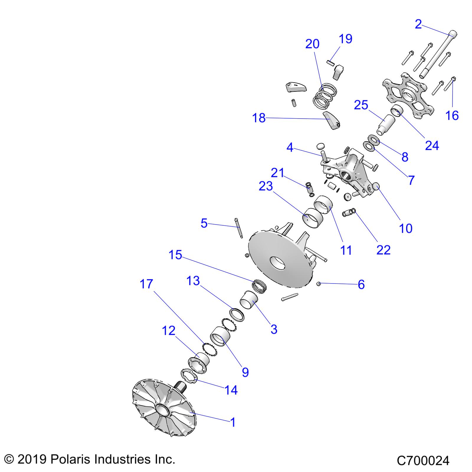 DRIVE TRAIN, PRIMARY CLUTCH - R20RRK99A9/AA/AF/AP/AX/B9/BA/BF/BP/BX (C700024)