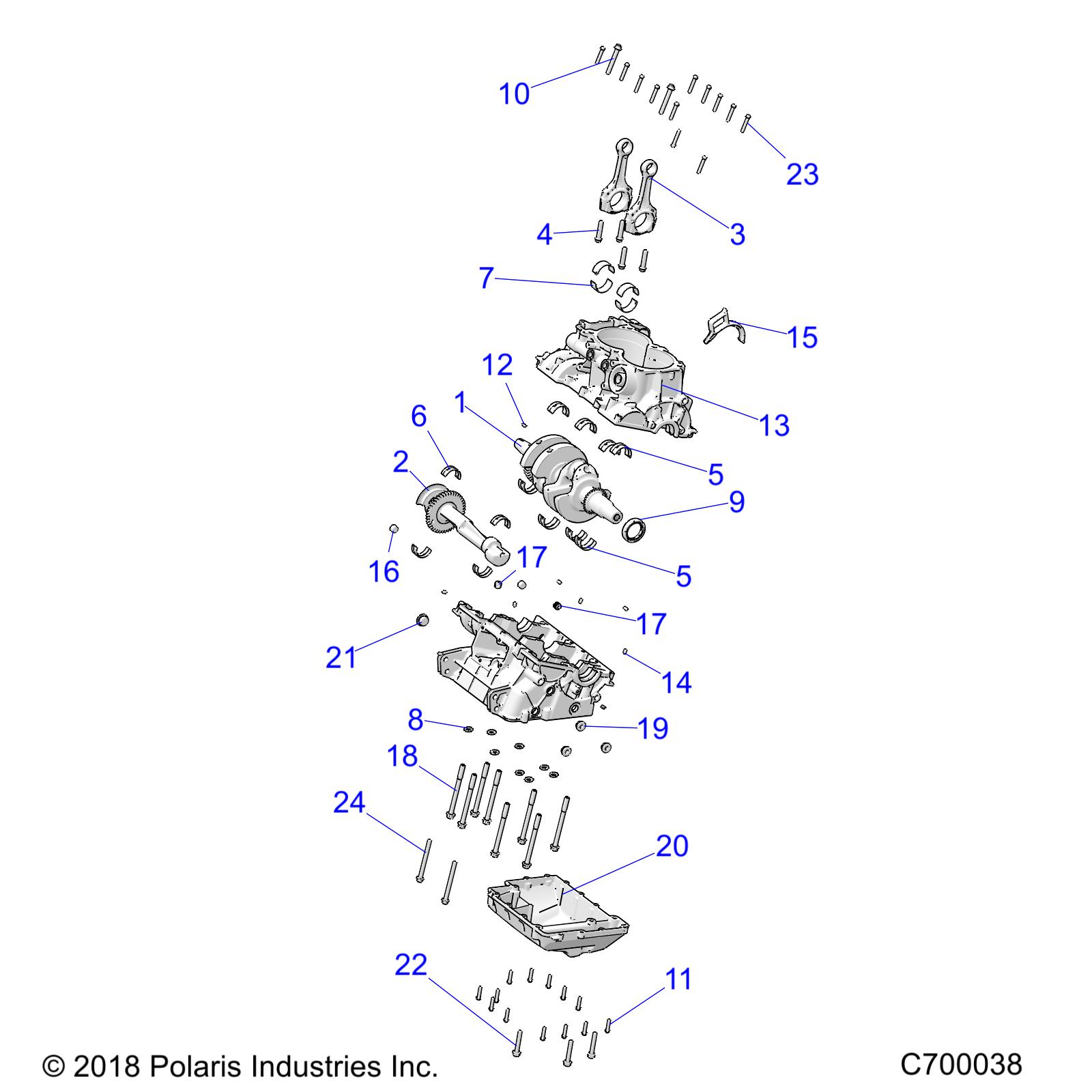 ENGINE, CRANKCASE AND CRANKSHAFT - R20RSR99A/B (C700038)