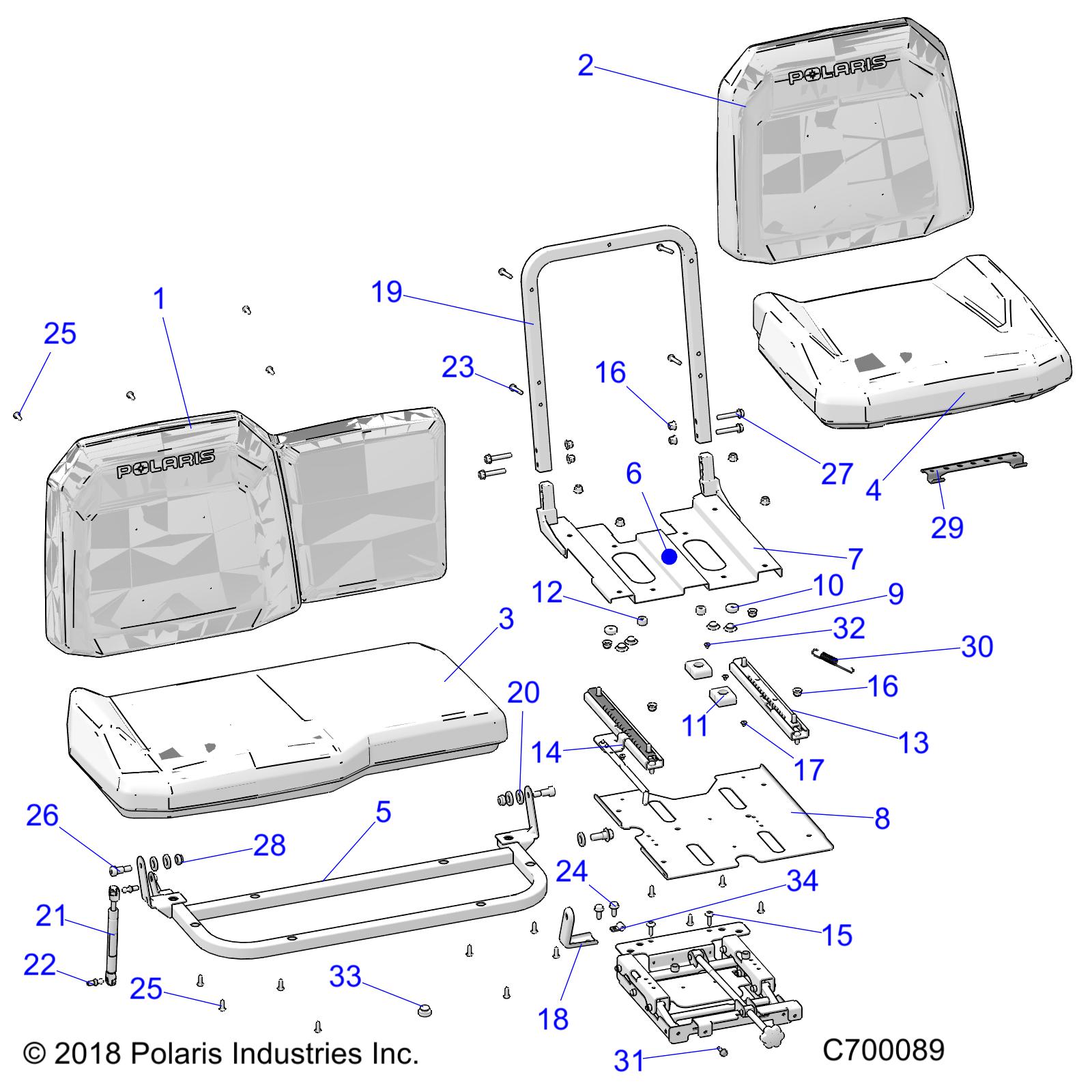 BODY, SEAT ASM. AND SLIDER - R19RRSD4C1 (C700089)