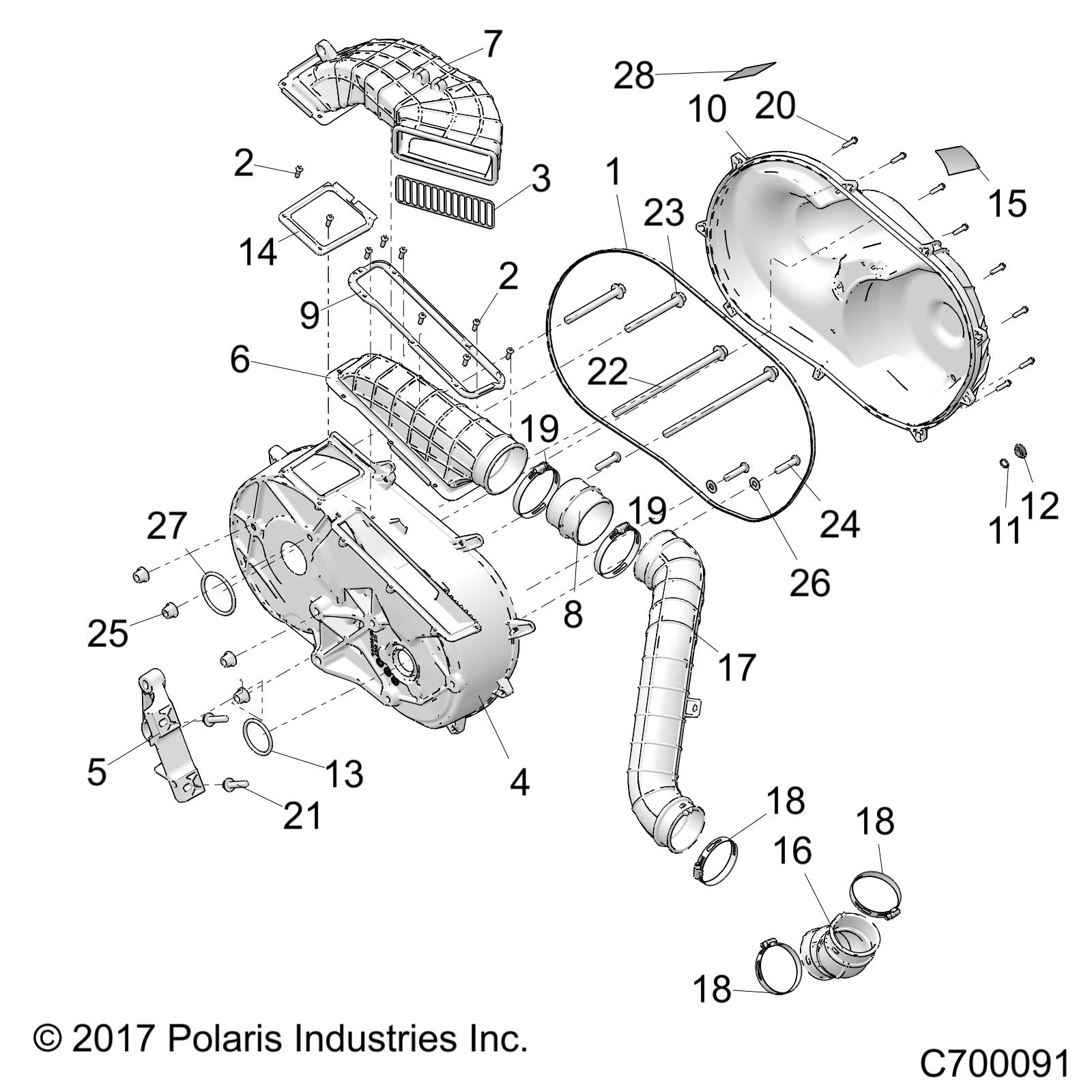 DRIVE TRAIN, CLUTCH COVER AND DUCTING - R18RRE99FM/SFB/SCM (C700022)