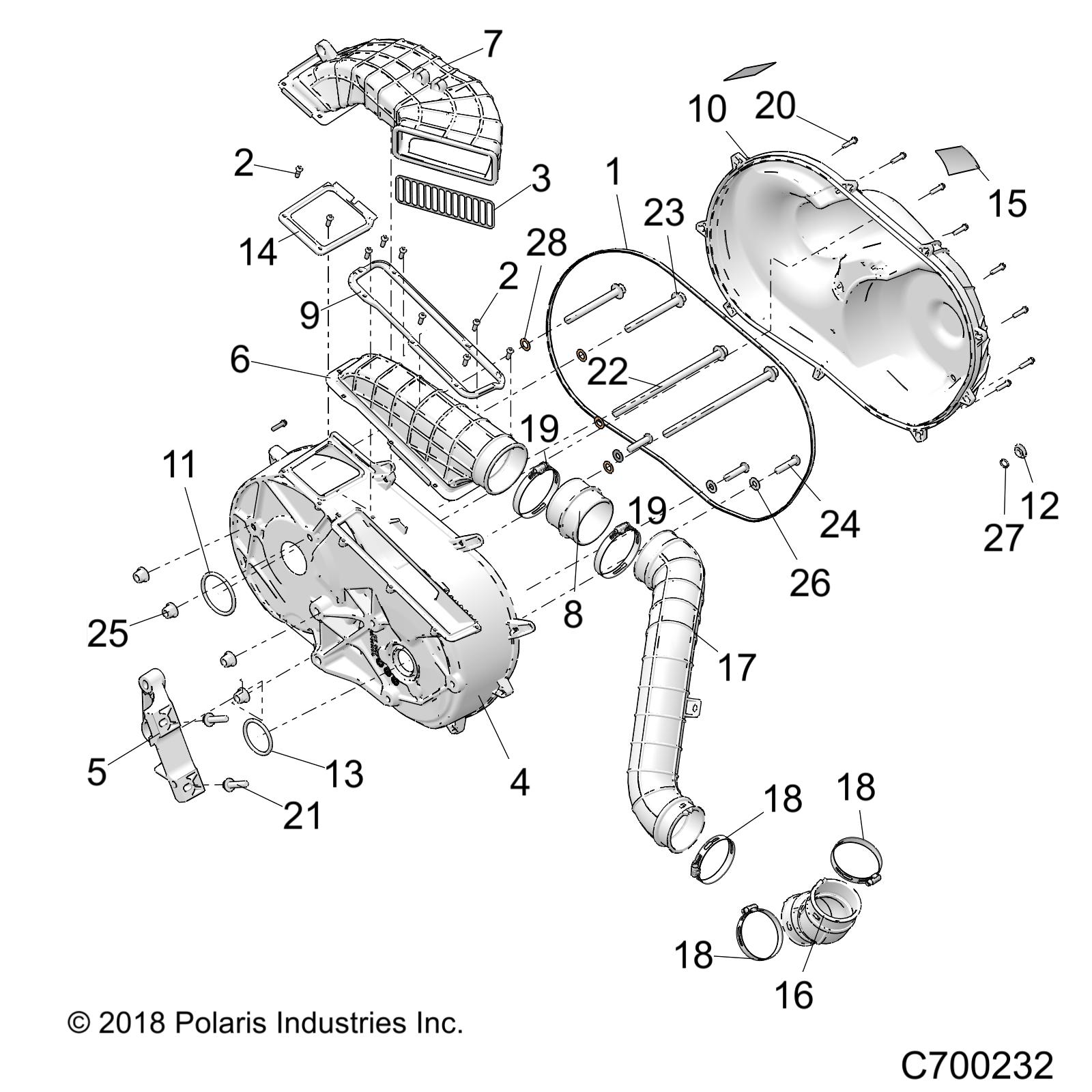 DRIVE TRAIN, CLUTCH COVER AND DUCTING - R20RRF99AV/BV (C700232)