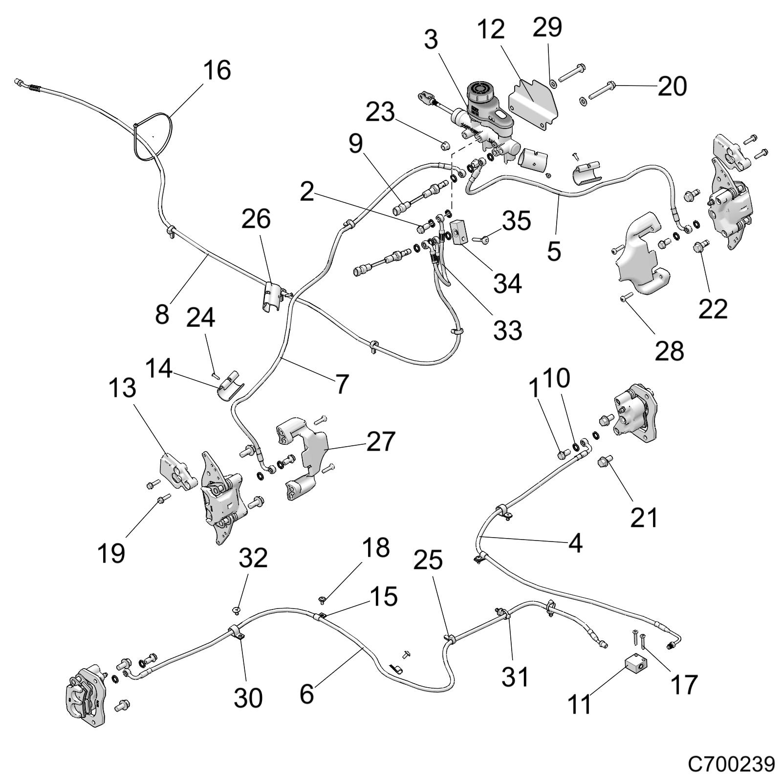 BRAKES, BRAKE LINES AND MASTER CYLINDER - Z19VBE99F2/S99C2/CM (C700239)