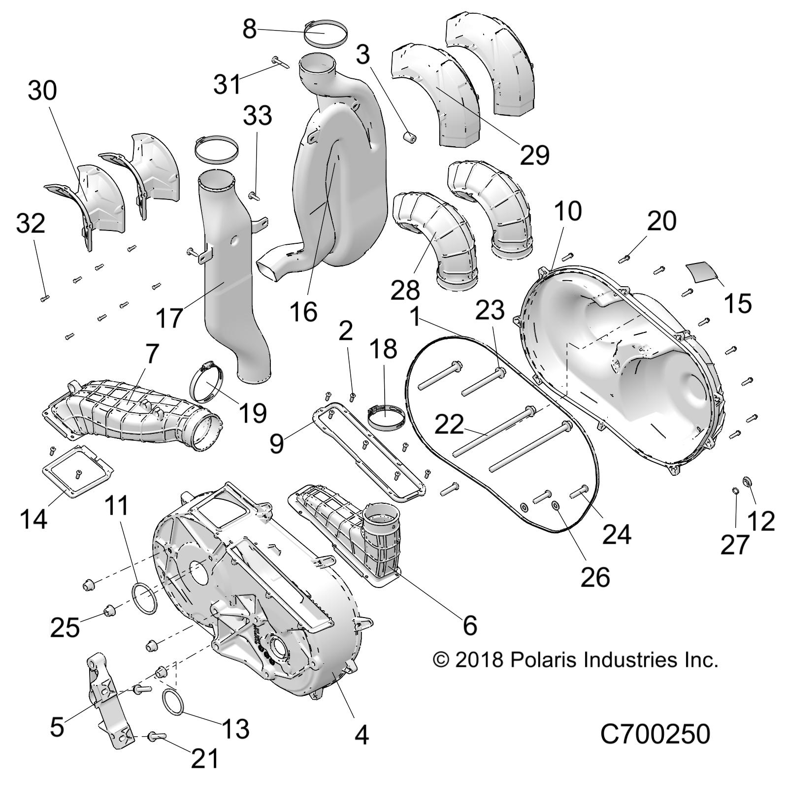 DRIVE TRAIN, CLUTCH COVER AND DUCTING - R20RRB99A/B (C700250)