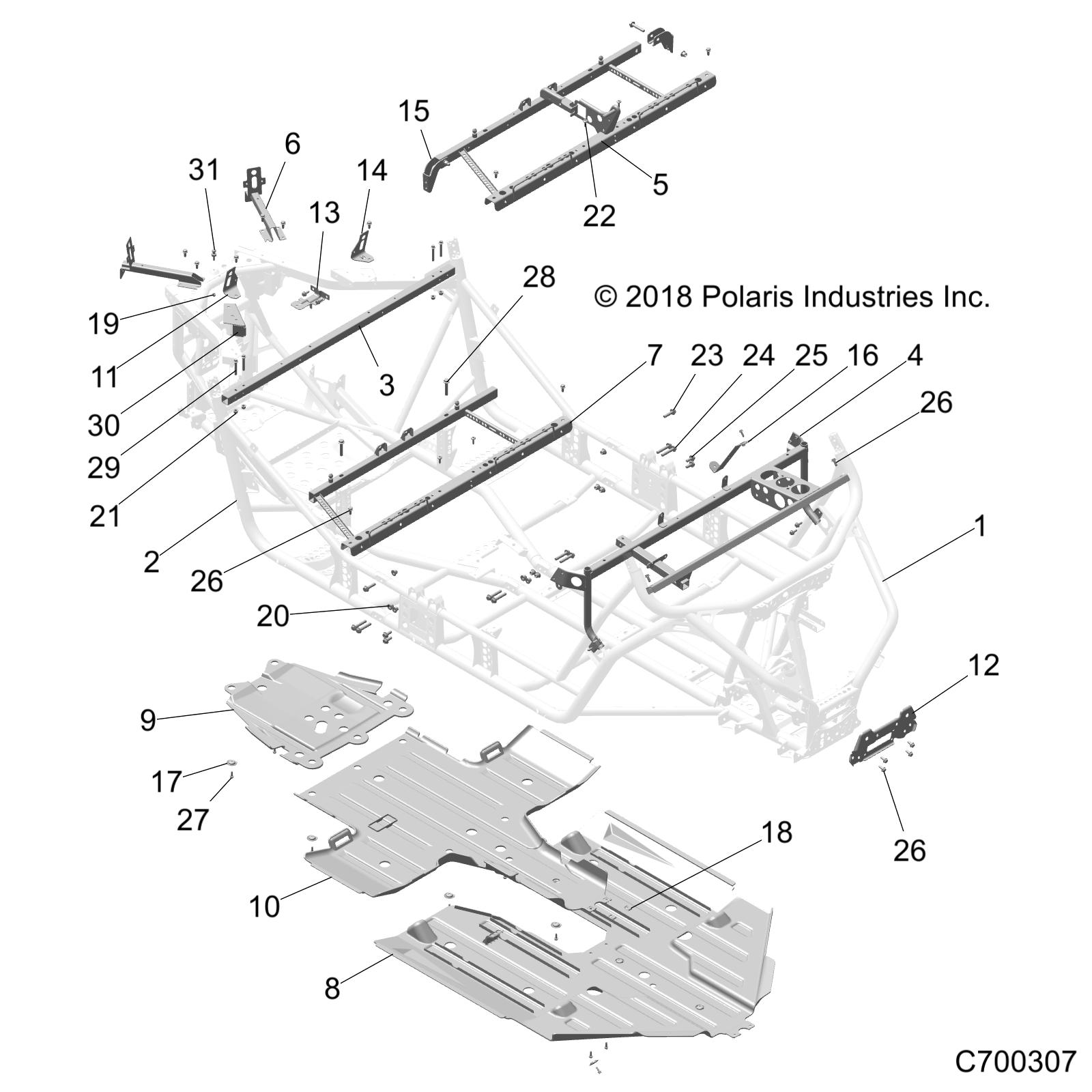 CHASSIS, MAIN FRAME AND SKID PLATE - Z20A4E99AH/BH/LH (C700307)