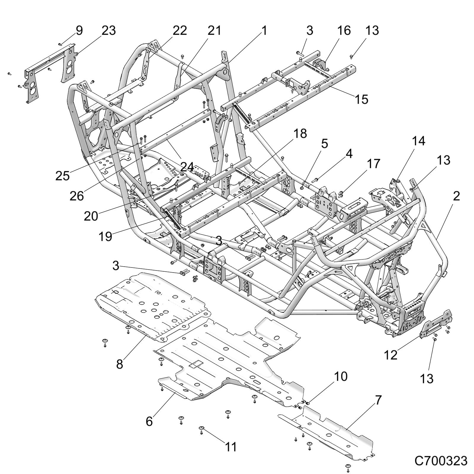 CHASSIS, MAIN FRAME AND SKID PLATES - Z19VFE92AC/BC/AD/BD/AM/BM/LAG/BG (C700323)