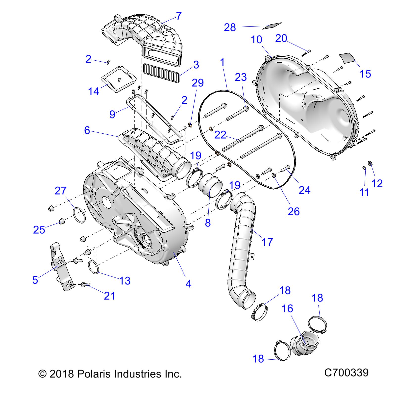 DRIVE TRAIN, CLUTCH COVER AND DUCTING - R20RSK99AA/AX/A9/AP/BA/BX/B9/BP (C700339)