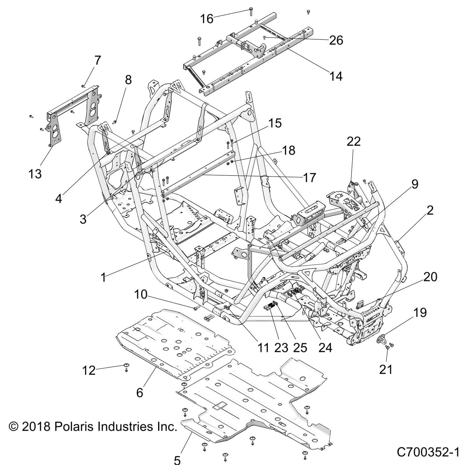 CHASSIS, MAIN FRAME AND SKID PLATES - Z19VEL92AK/BK/AR/BR/LR/AM/BM (C700352-1)