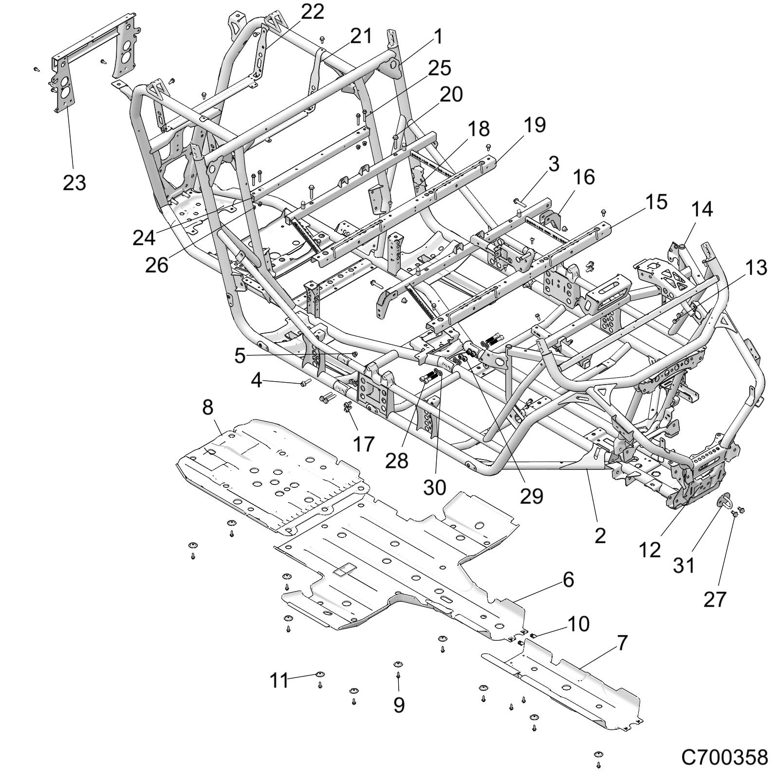 CHASSIS, MAIN FRAME AND SKID PLATES - Z19VPL92AK/BK/AR/BR/AM/BM (C700358)