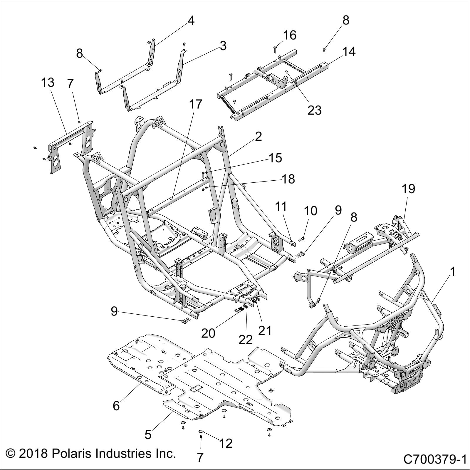 CHASSIS, MAIN FRAME AND SKID PLATES - Z18VEL92BK/BR/LK (C700379-1)