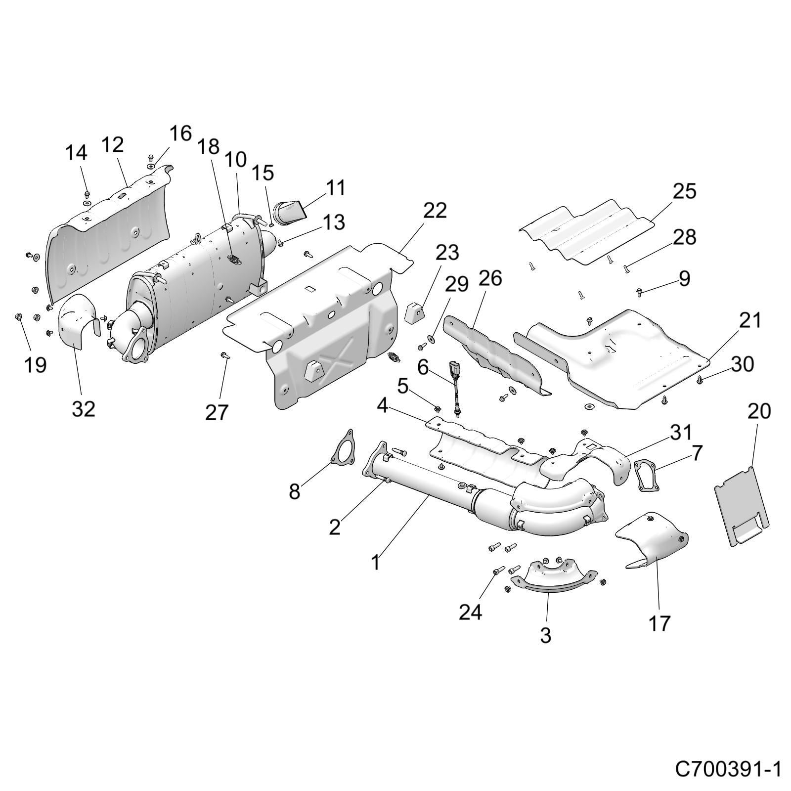 ENGINE, EXHAUST SYSTEM - Z20NAE92BL/BR/F92AL/AR (C700391-2)