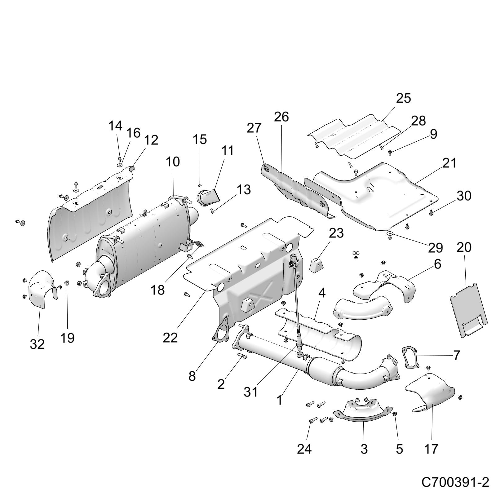 ENGINE, EXHAUST SYSTEM - Z20N4E92BL/BR/F92AL/AR (C700391-2)