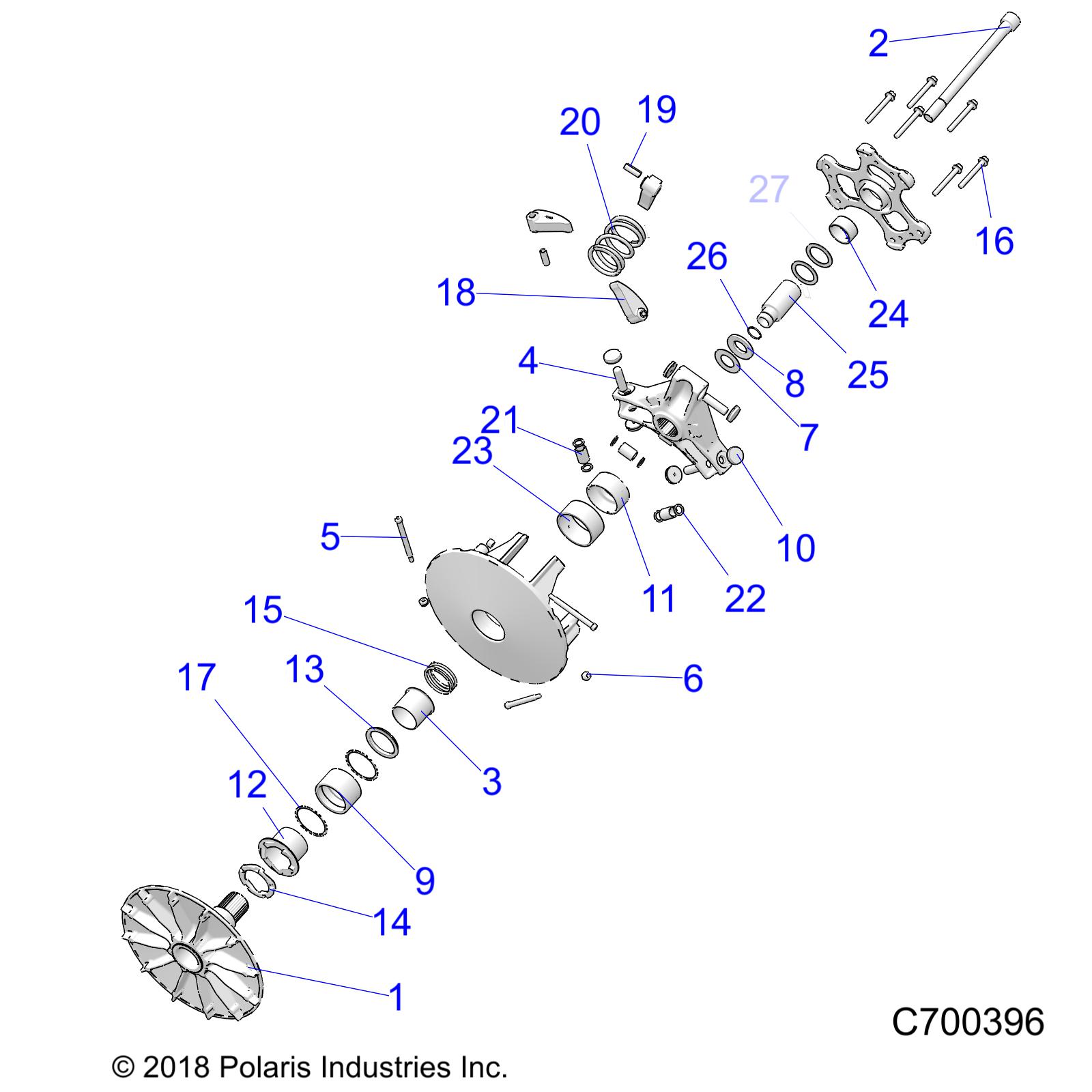 DRIVE TRAIN, PRIMARY CLUTCH - R19RRED4F1/N1/J1/SD4C1 TO 1/10/2020 (700396)