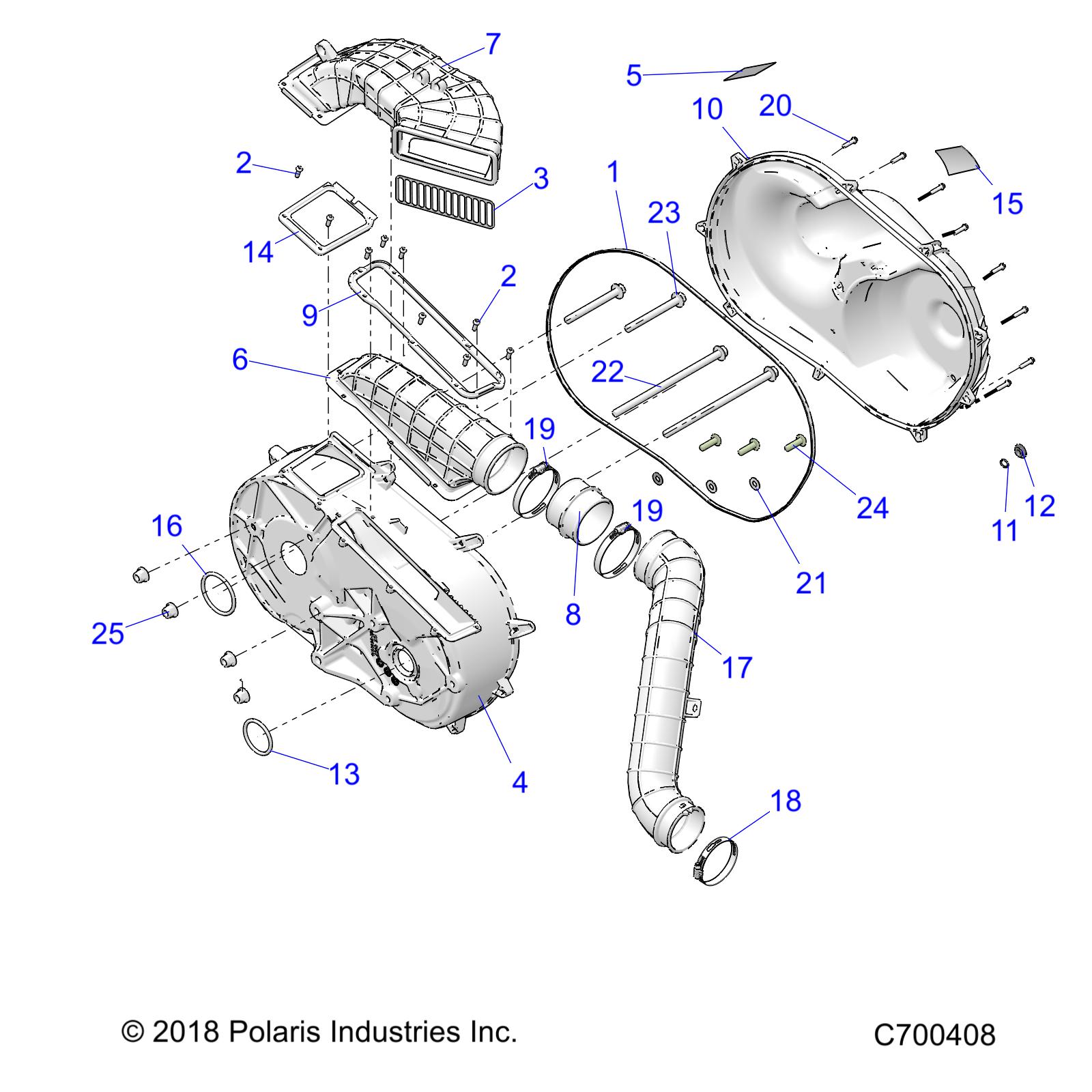 DRIVE TRAIN, CLUTCH COVER AND DUCTING - R21RRED4FA/NA/SCA (C700408)