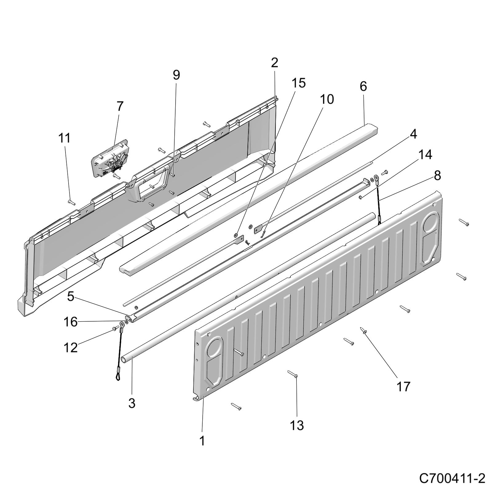 BODY, BOX, TAILGATE - D25P4AD4B4/ED4B4/FD4B4/UD4B4/VD4B4/YD4B4 (C700411-2)