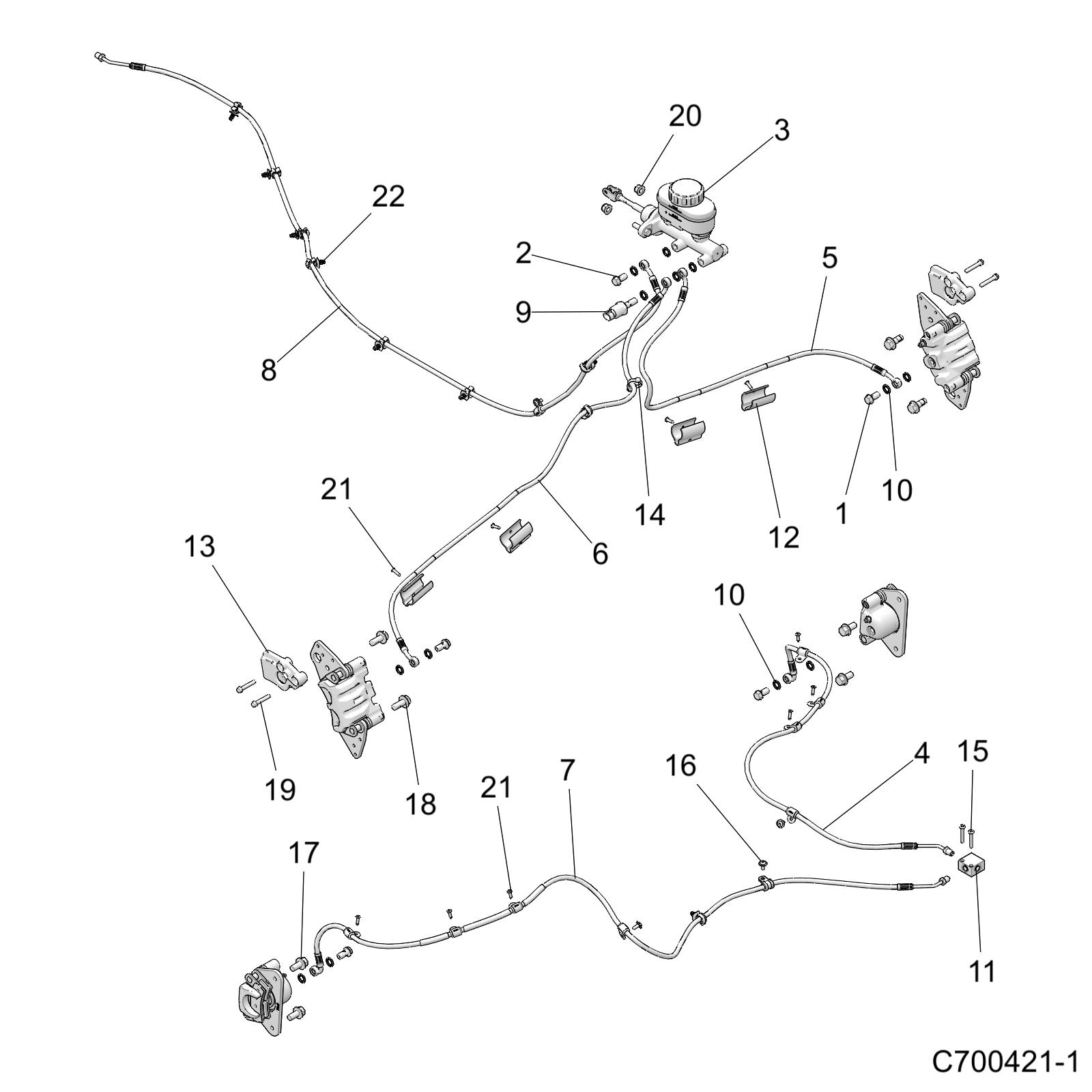 BRAKES, BRAKE LINES and MASTER CYLINDER - D20BBP99A4/B4/FP99A4 (C700421-1)