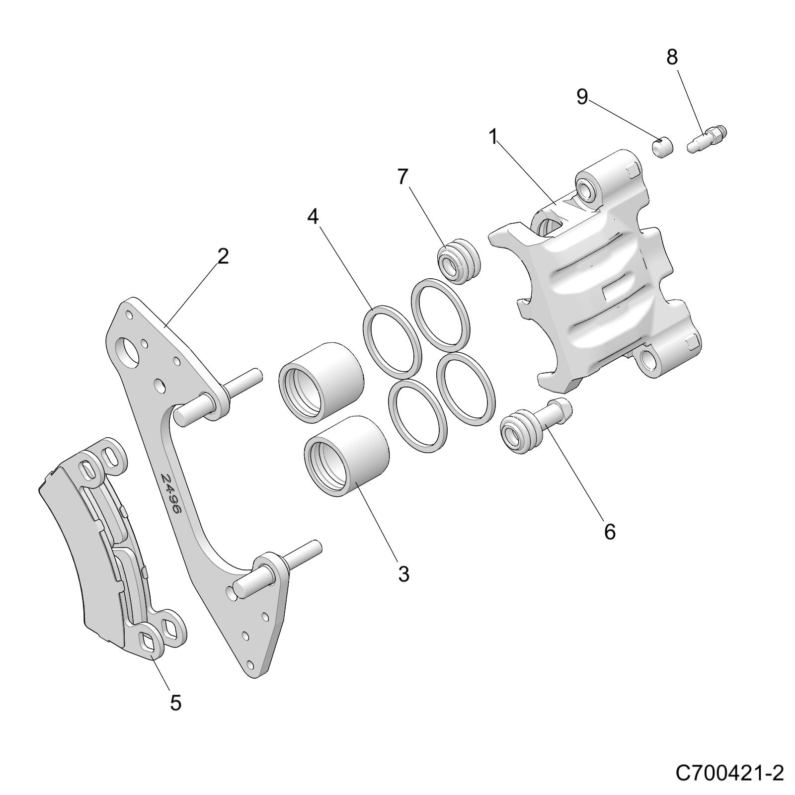 BRAKES, CALIPER, FRONT - D24P2AD4B4/ED4B4/FD4B4/GD4B4/UD4B4/VD4B4/WD4B4/YD4B4 (C700421-2)