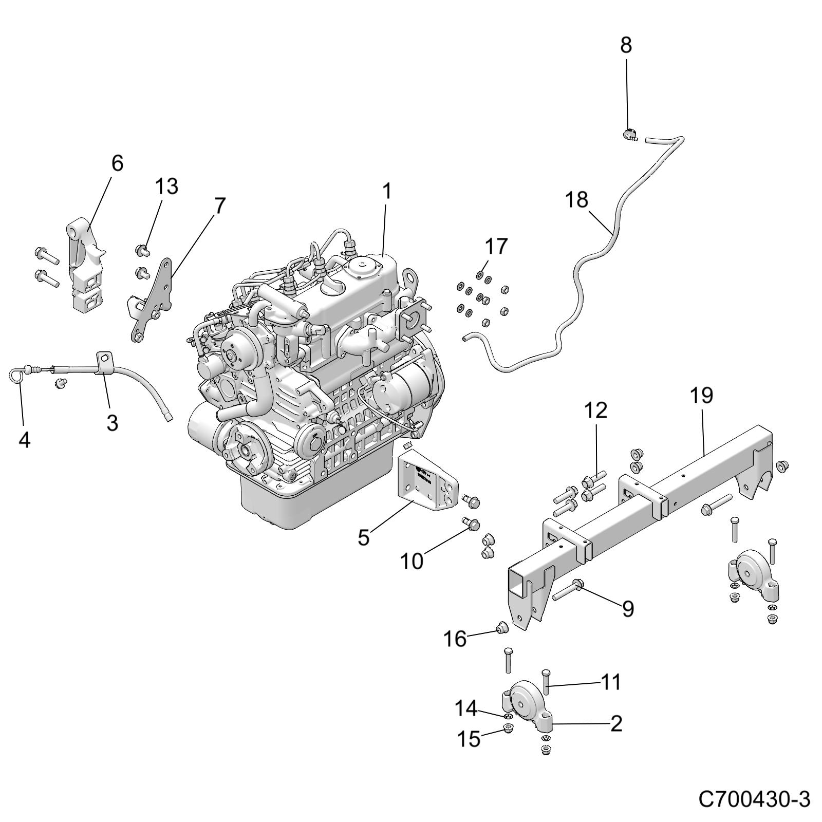 ENGINE, MOUNTING & LONG BLOCK - R19RRED4F1/N1/J1/SD4C1 (C700430-3)