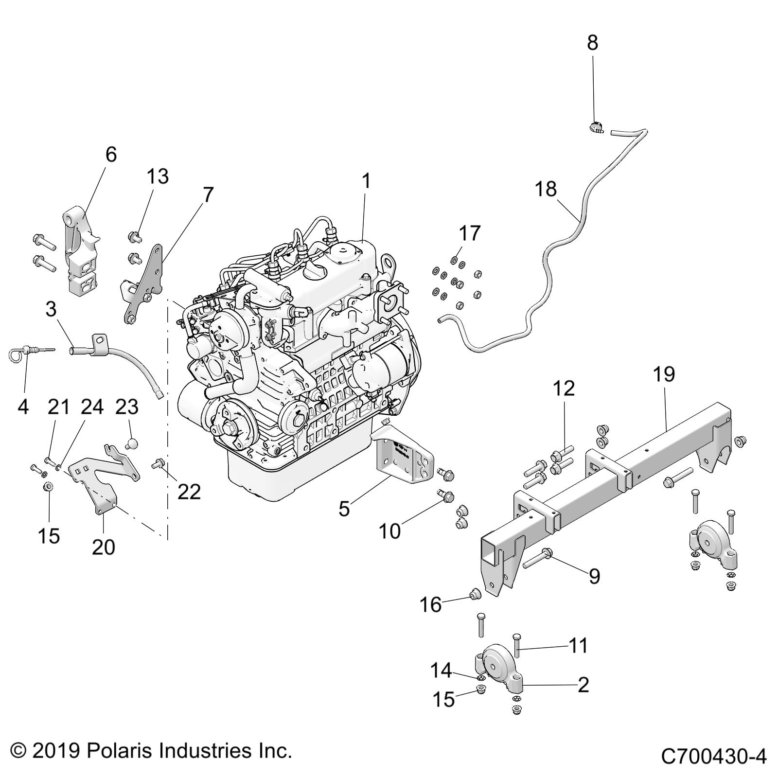 ENGINE, MOUNTING & LONG BLOCK - D19BBPD4B4/BAPD4B4 (C700430-4)