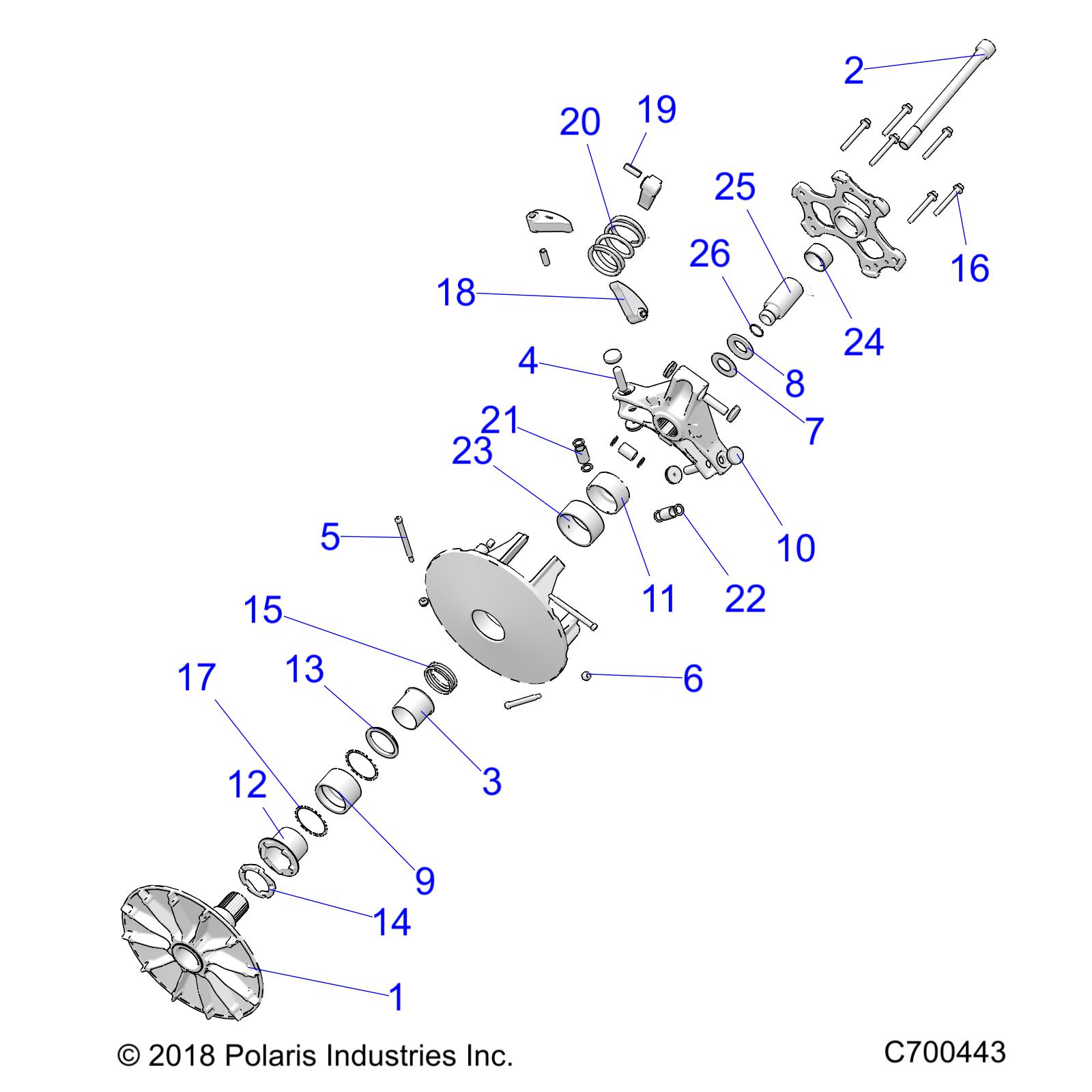 DRIVE TRAIN, PRIMARY CLUTCH - R20RSR99A/B (C700443)