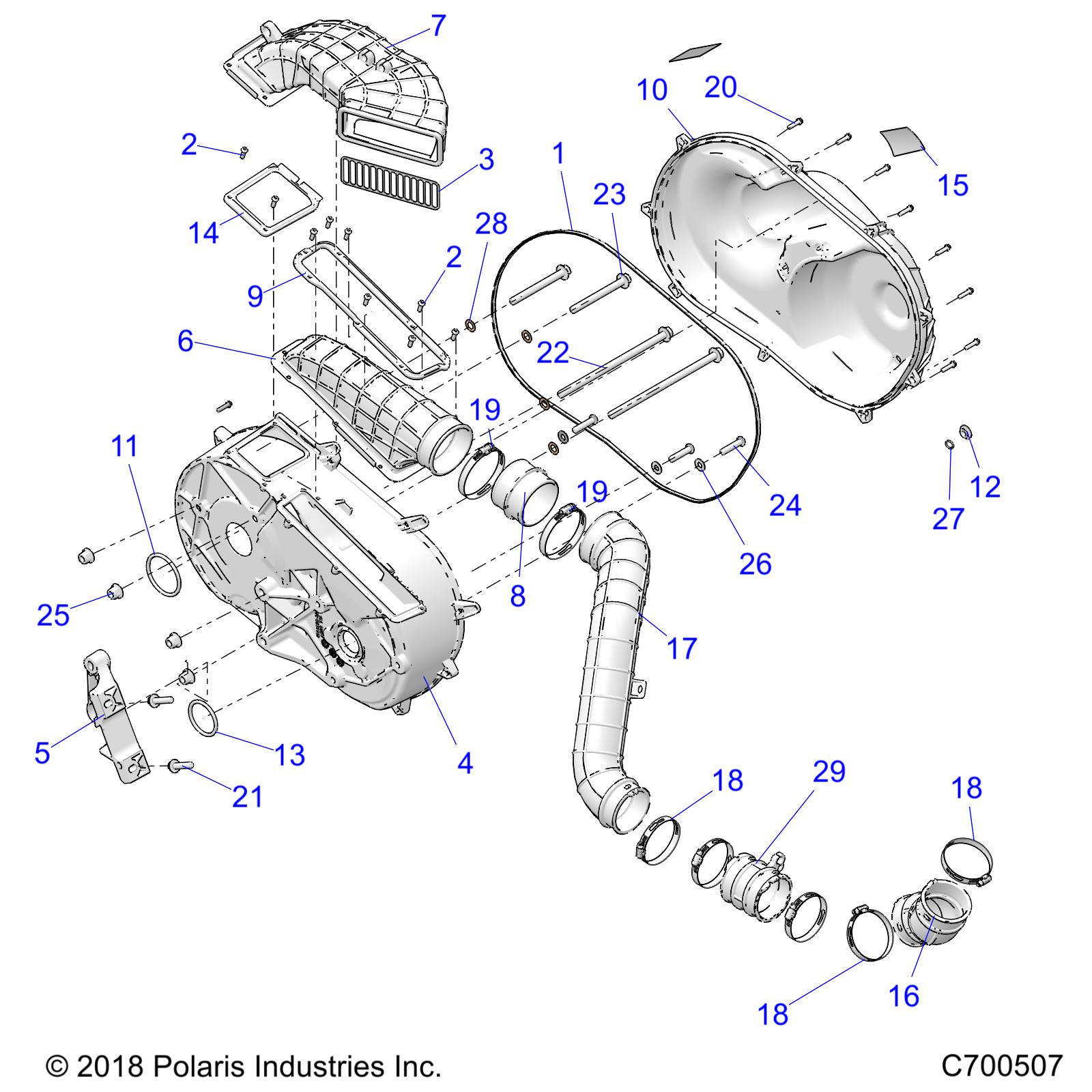 DRIVE TRAIN, CLUTCH COVER AND DUCTING - R21RSU99A9/AC/AP/AW/B9/BC/BP/BW (C700507)