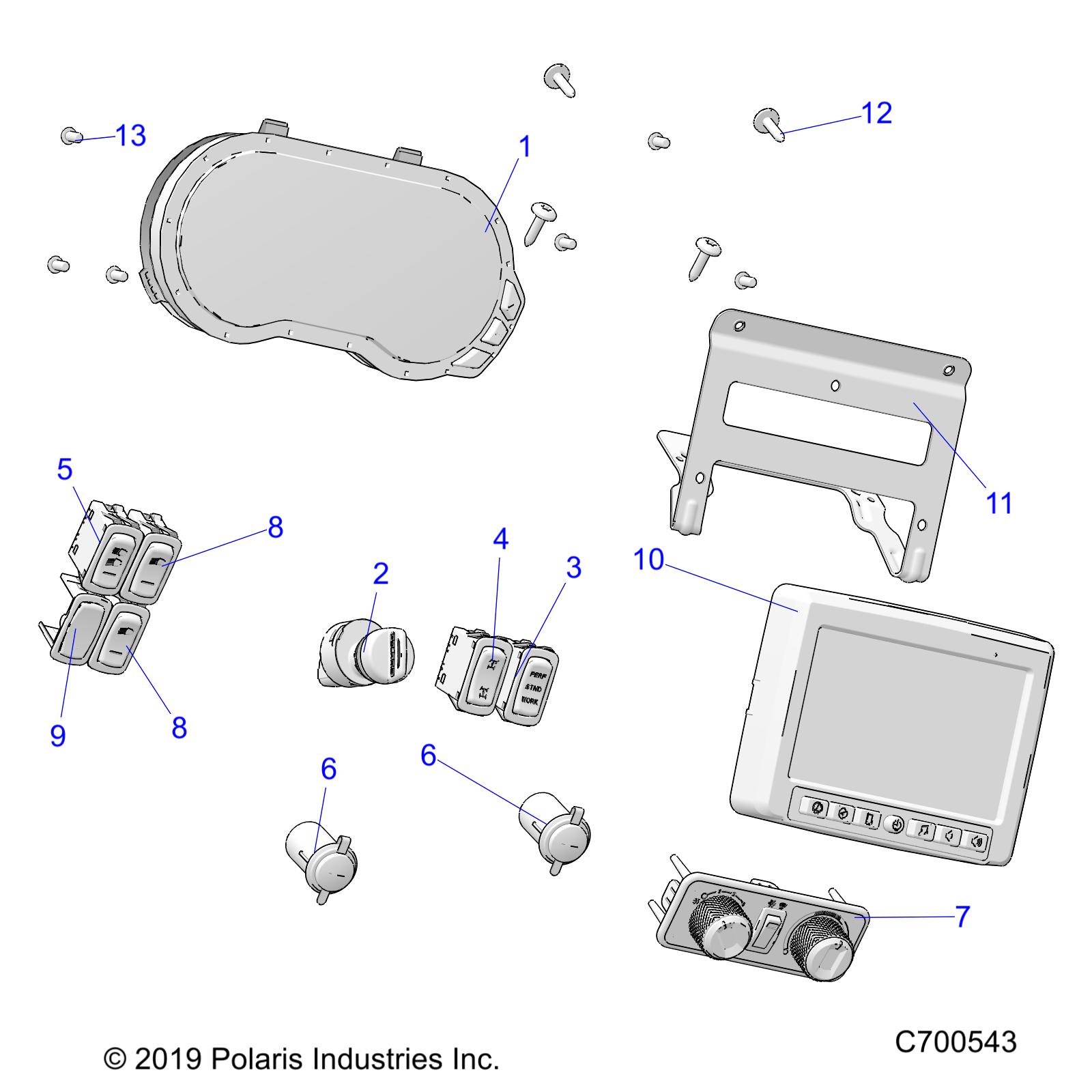 OPT, DASH, PREP, PREP AUDIO, RIDE COMMAND, ELECTRICAL GUAGE/SWITCHES - R20RSU99A/B (C700543)