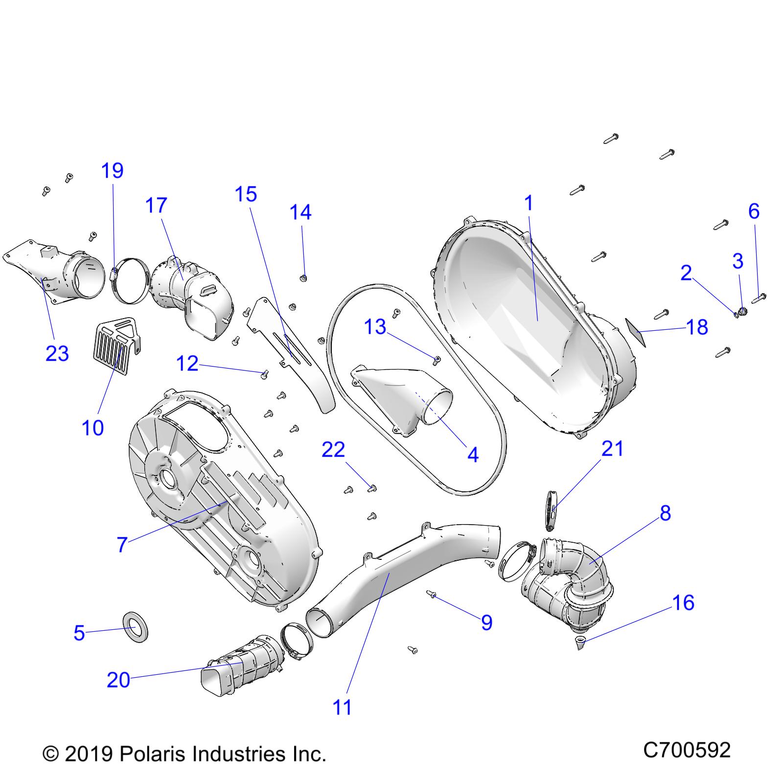 DRIVE TRAIN, CLUTCH COVER and DUCTING - R20T6U99AM/AS/BM/BS (C700592)