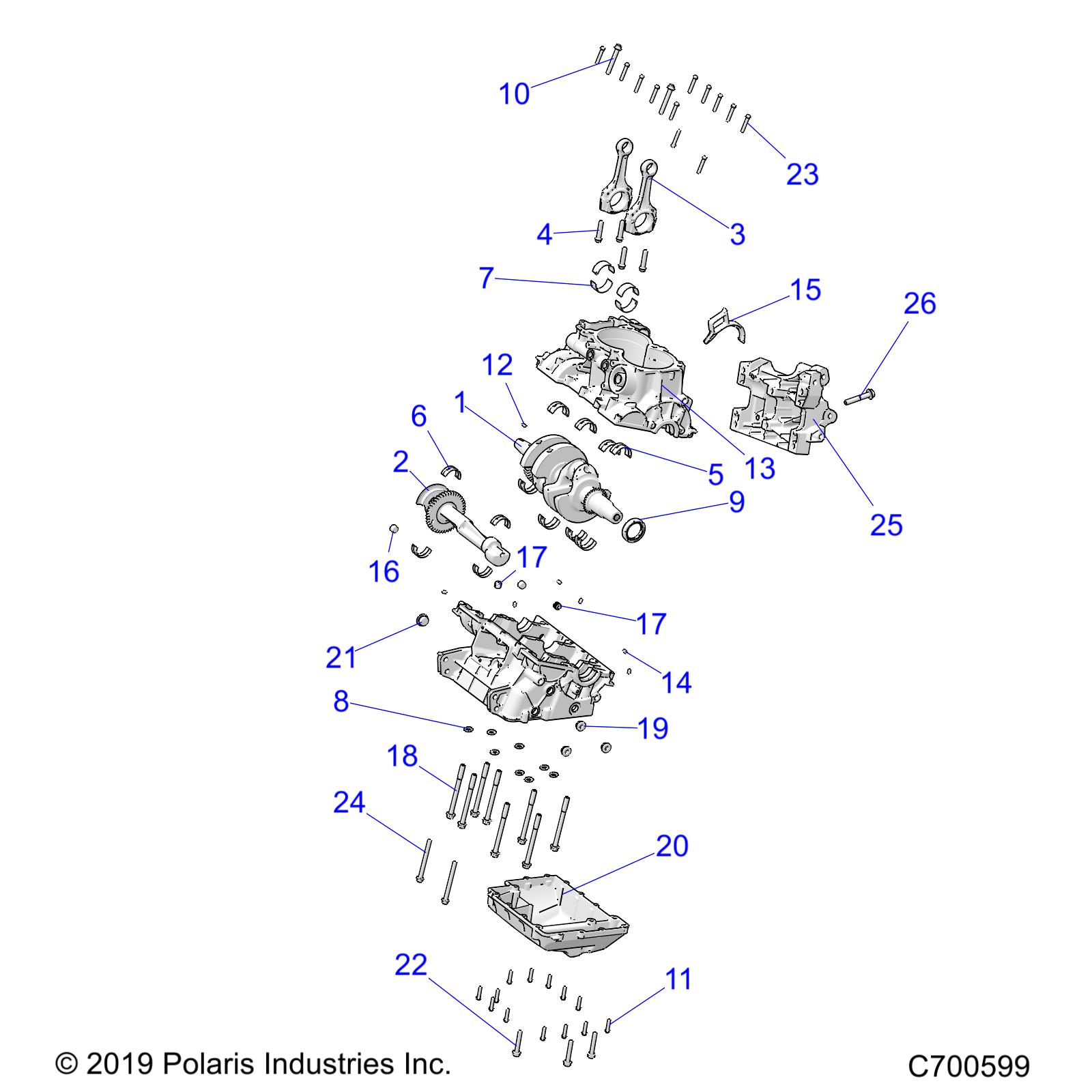 ENGINE, CRANKCASE AND CRANKSHAFT - D24P2A99A4/B4/E99A4/F99A4/G99A4/U99A4/B4/V99A4/W99A4/Y99A4 (C700599)