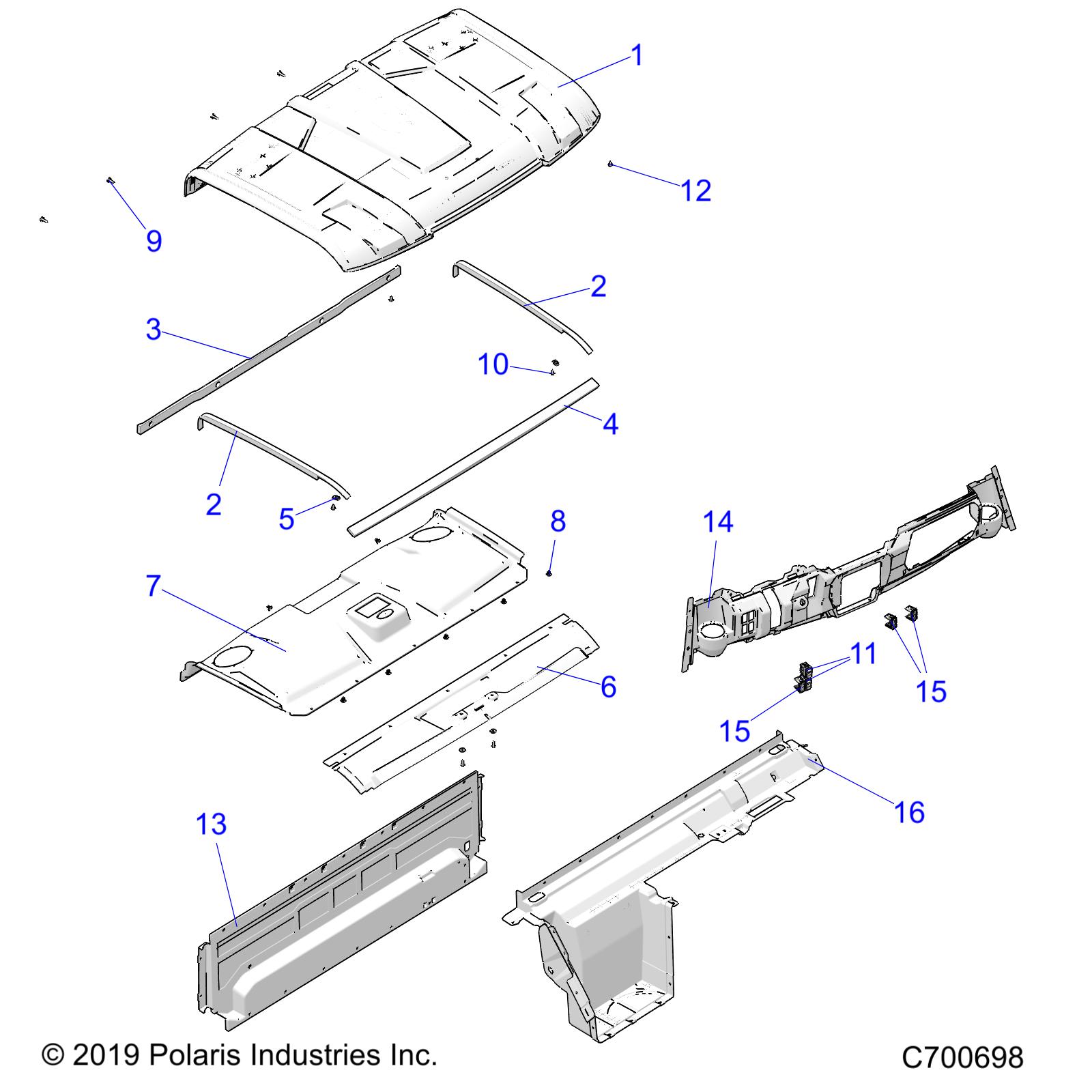 OPT, ROOF, PREM PREP, ROOF, REAR CLOSE OFF AND DASH - R20RRB99A/B (C700698)