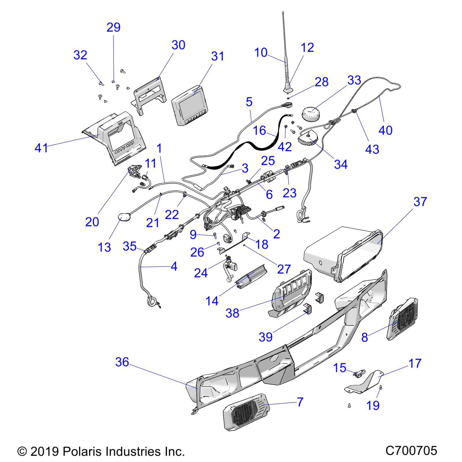 OPT, DASH, RIDE COMMAND COMP, STORAGE SPEAKER, BIN AND CONTROL PANEL - R20RRB99A/B (C700705)