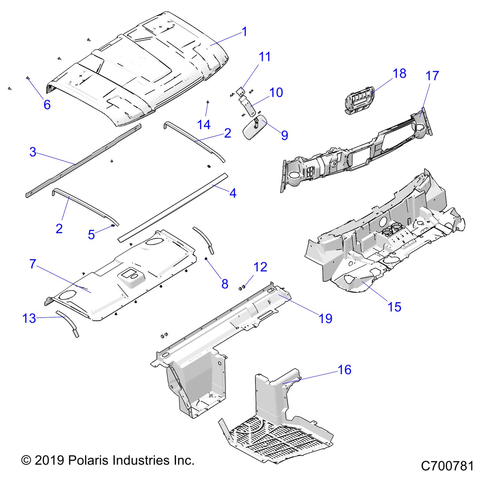 OPT, ROOF, PREP AUDIO, HOOD LINER, REAR CLOSE OFF AND DASH - R20RRU99A/B (C700781)