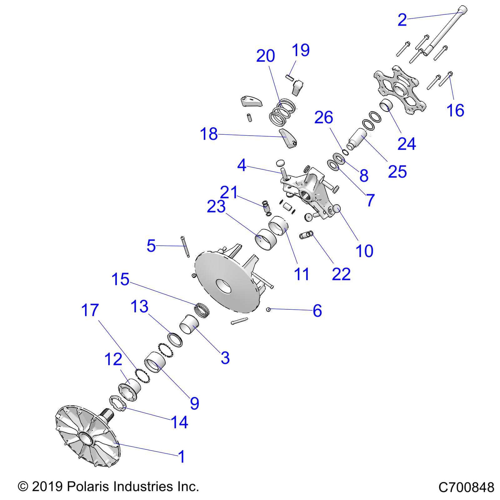 DRIVE TRAIN, PRIMARY CLUTCH - R20RRED4F1/N1/SD4C1 TO 1/10/2020 (C700949)