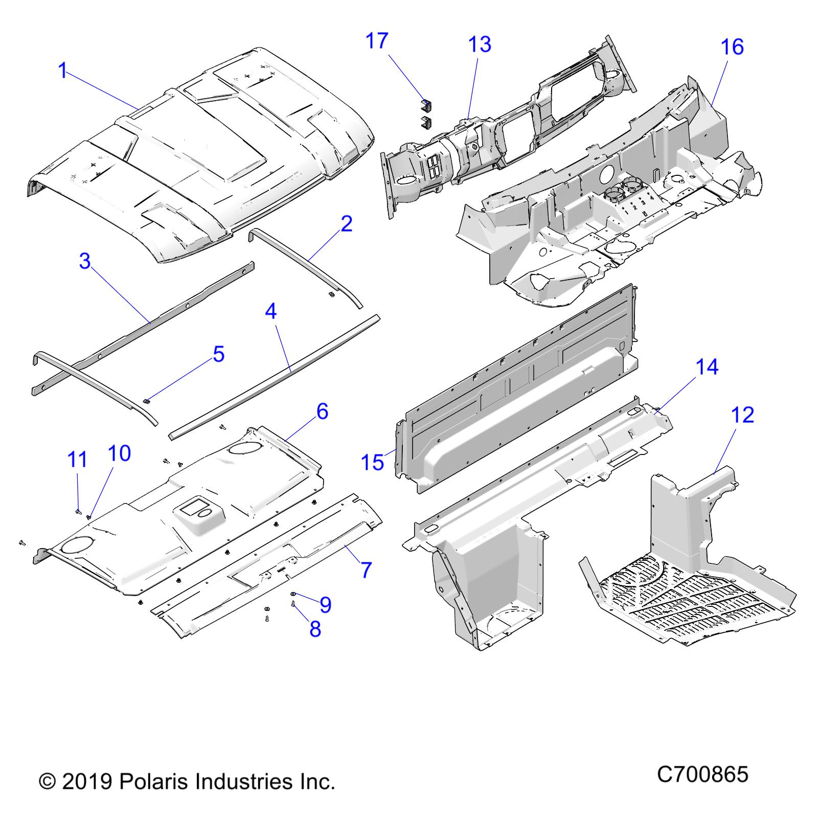 OPT, ROOF, SPORT,CLOSEOFFS, FLOOR HOOD LINER AND DASH - R20RRE99A/B (C700865)