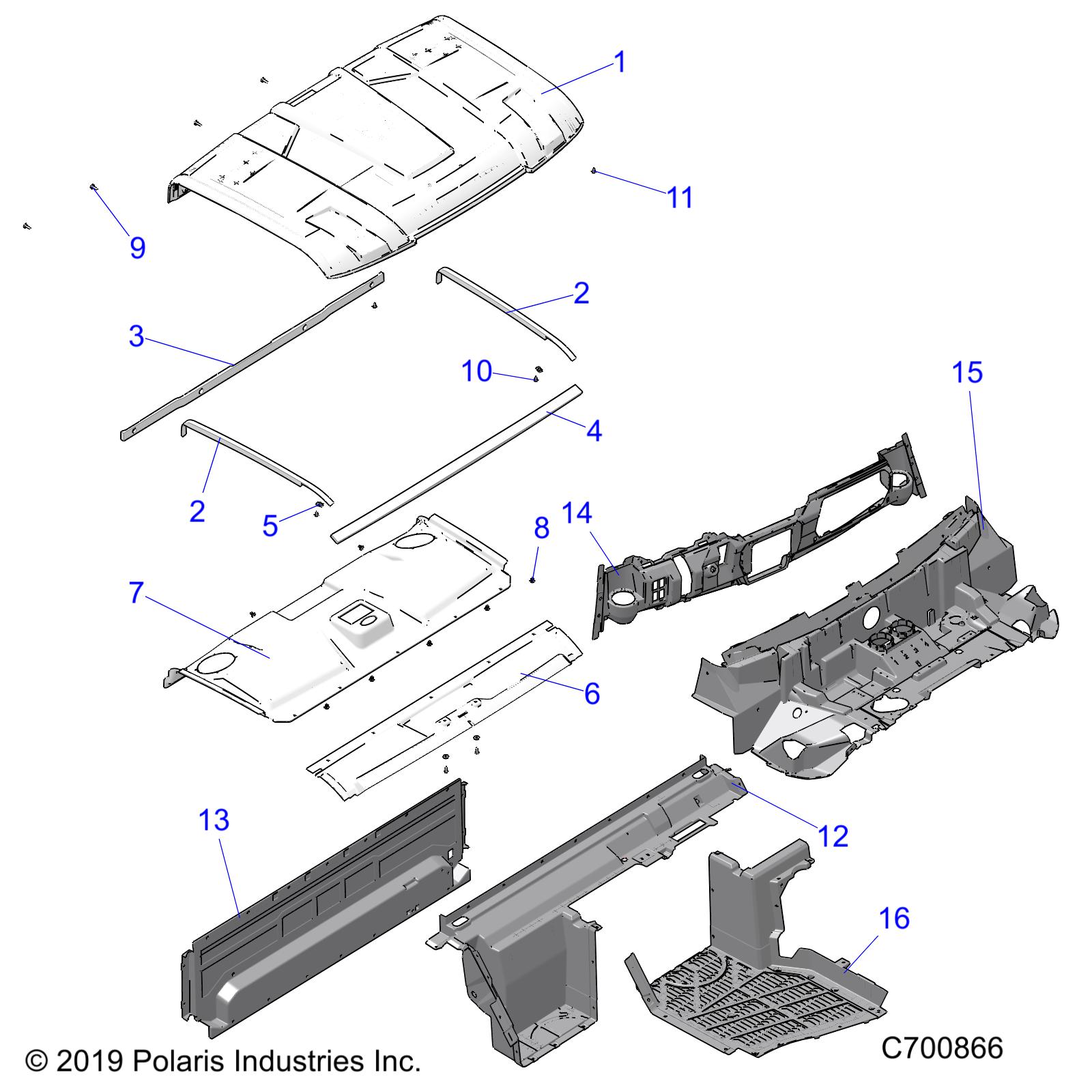 OPT, ROOF PREM PREP, CLOSEOFFS, HOOD LINER, FLOOR, AND DASH - R20RRE99A/B (C700866)