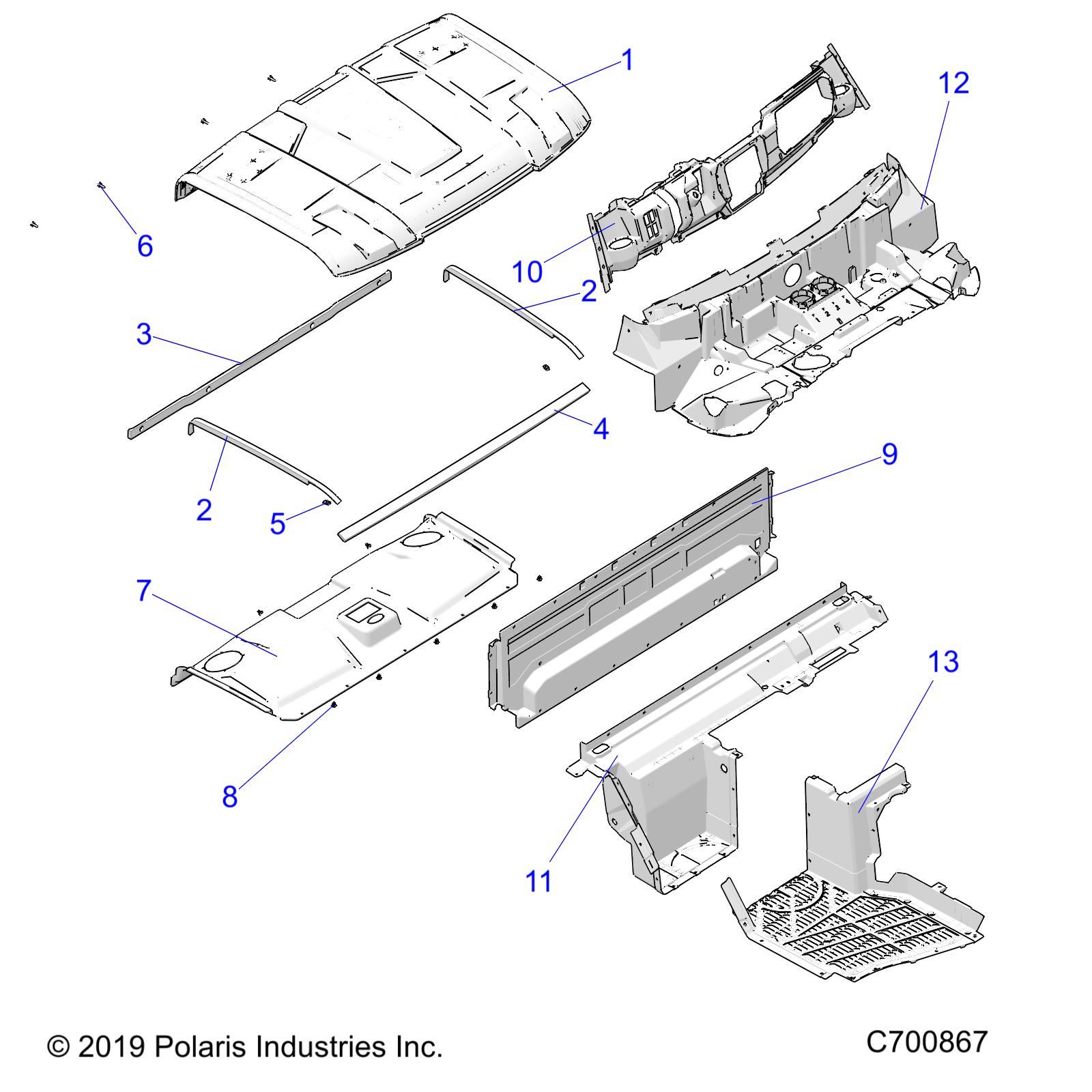 OPT, ROOF, PREM PREP AUDIO, CLOSEOFFS, HOOD LINER, FLOOR, AND DASH - R20RRE99A/B (C700867)