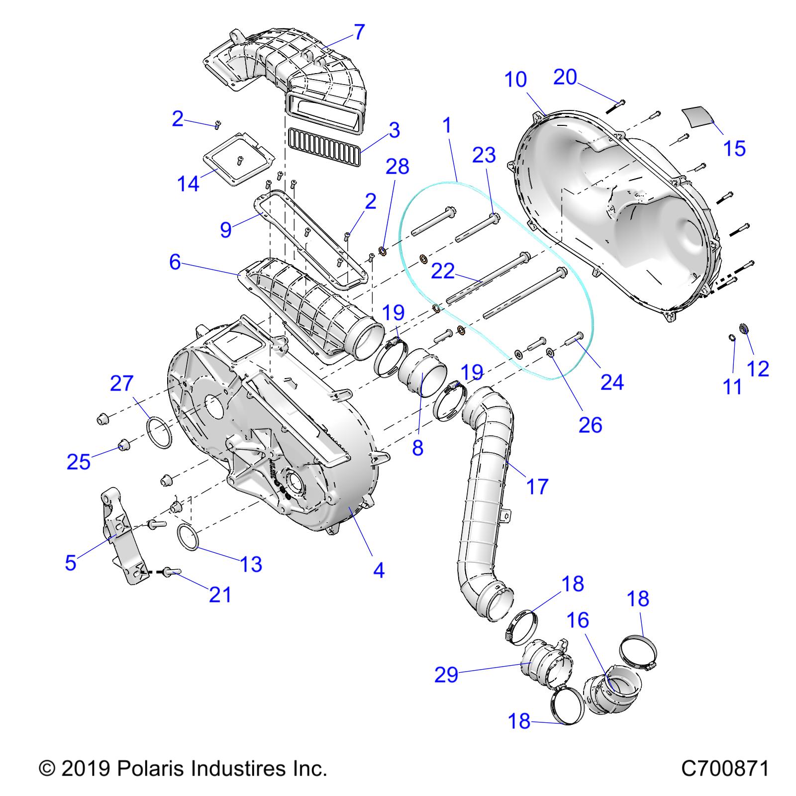 DRIVE TRAIN, CLUTCH COVER AND DUCTING - R23RSU99A9/AJ/AK/AX/B9/BJ/BK/BX (C700871)