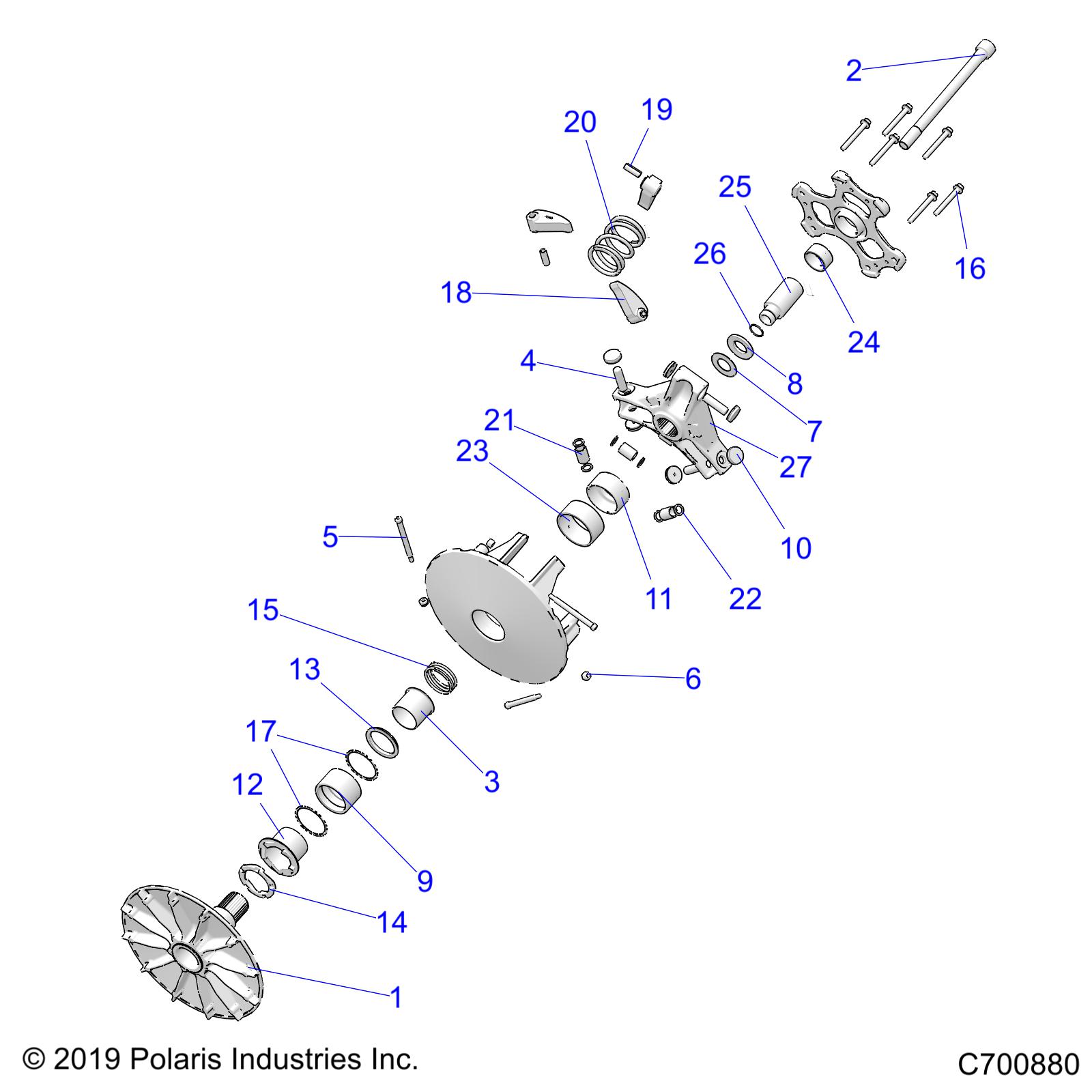 DRIVE TRAIN, PRIMARY CLUTCH - R20RRE99F1/F9/FK/S99C1/C9/CK/F1/F9/FK (C700880)