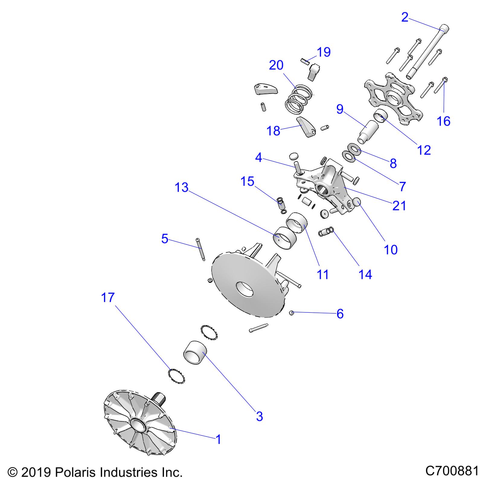 DRIVE TRAIN, PRIMARY CLUTCH - R20RRP99CF/FF (C700881)